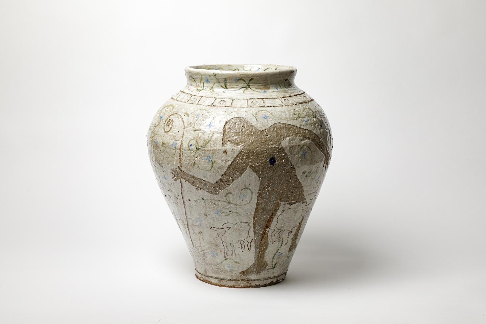 Vase en grès émaillé d'Adélaïde Renault.
Signature de l'artiste sous la base. 2025. Pièce unique.
H : 15.7 x 11.8 pouces.