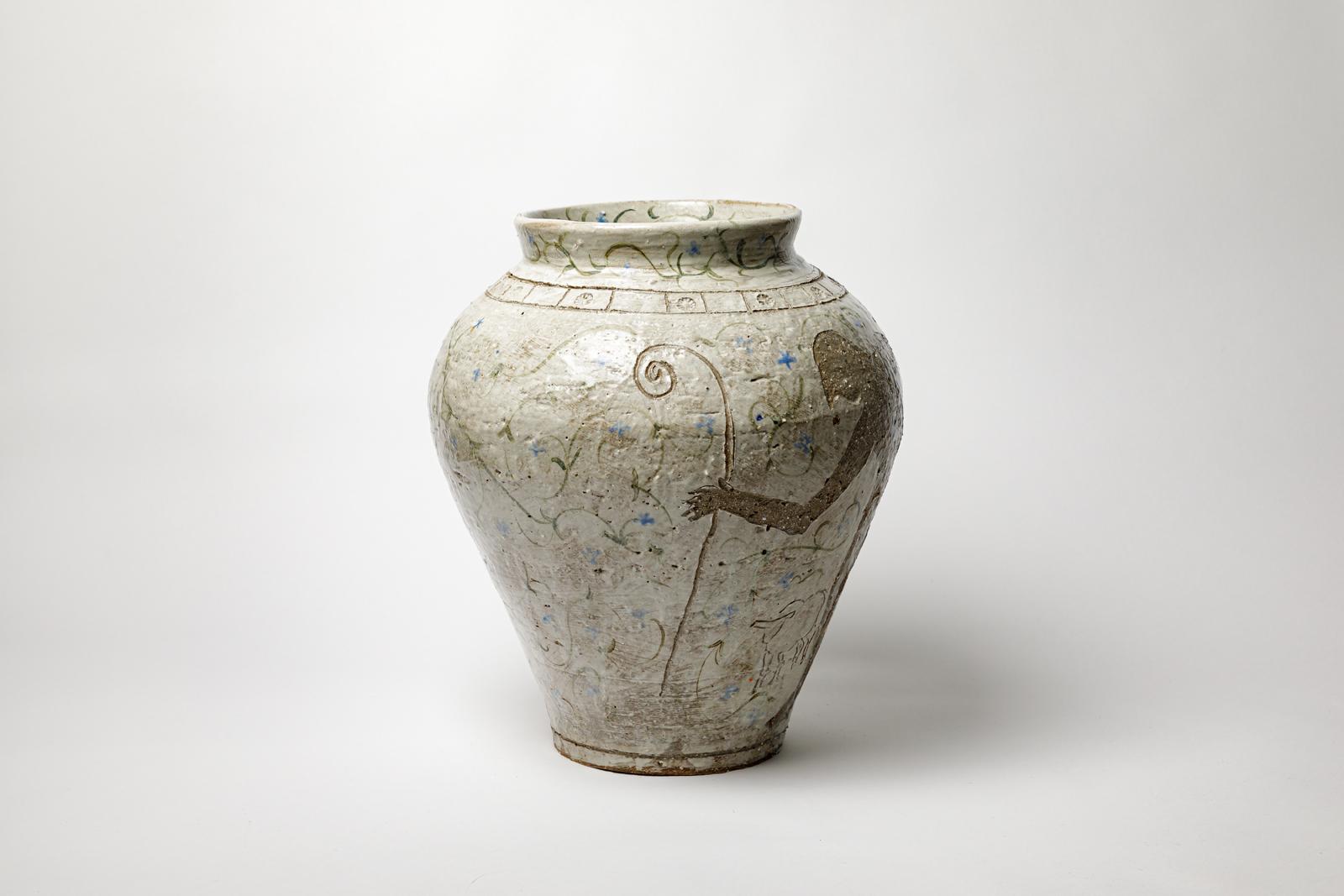 Beaux-Arts Vase en grès émaillé d'Adélaïde Renault, 2025. en vente