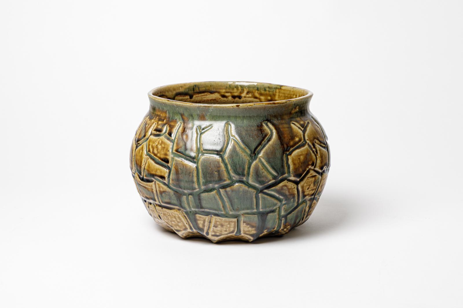 20th Century Glazed stoneware vase by Eugène Lion, circa 1920. For Sale
