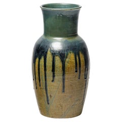 Glazed stoneware vase by Lucien Arnaud, circa 1920-1930.