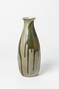 Glazed stoneware vase with dripping decoration by Jean Pointu, circa 1950.
