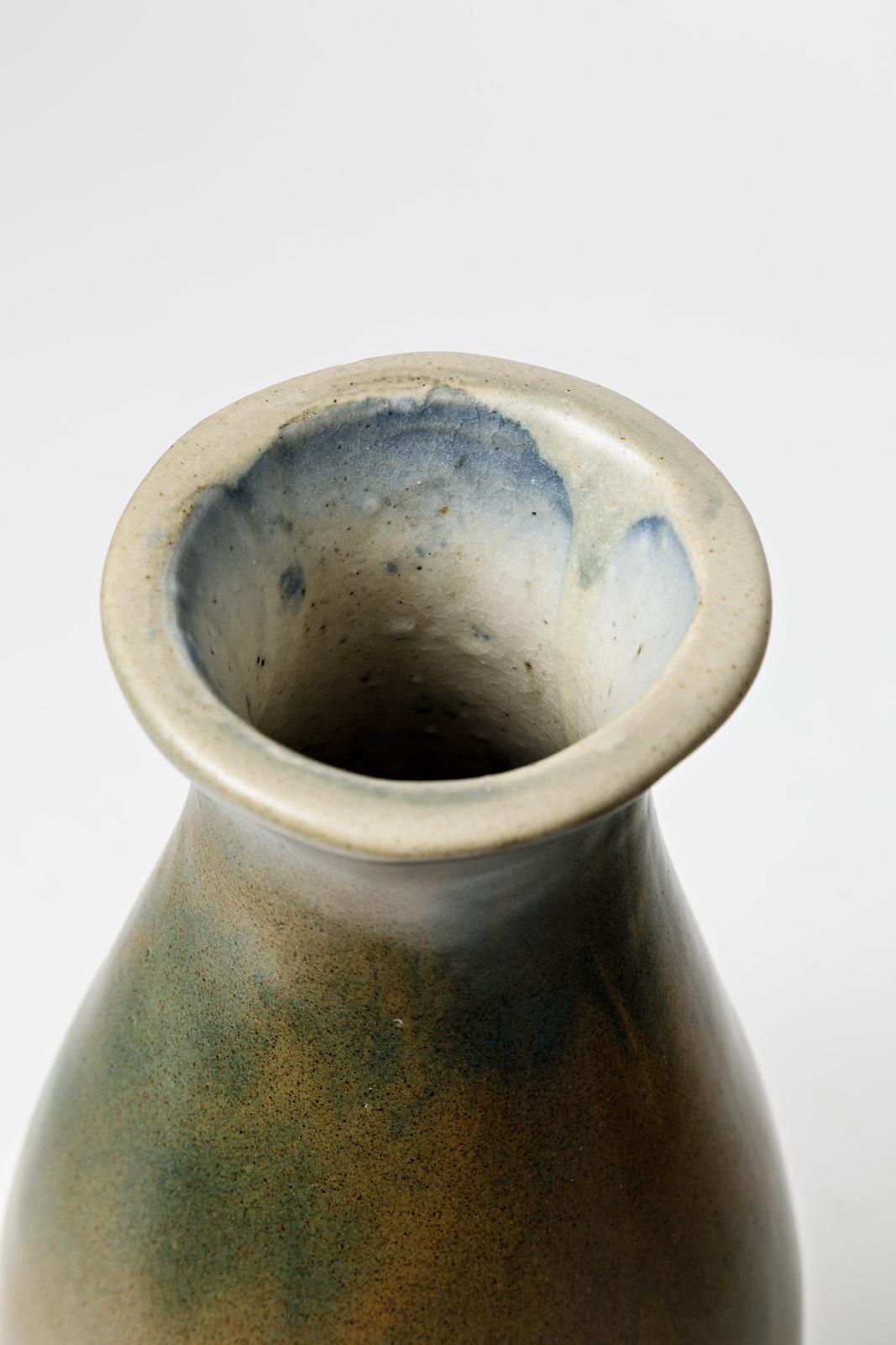 Ceramic Glazed stoneware vase with dripping decoration by Jean Pointu, circa 1950. For Sale