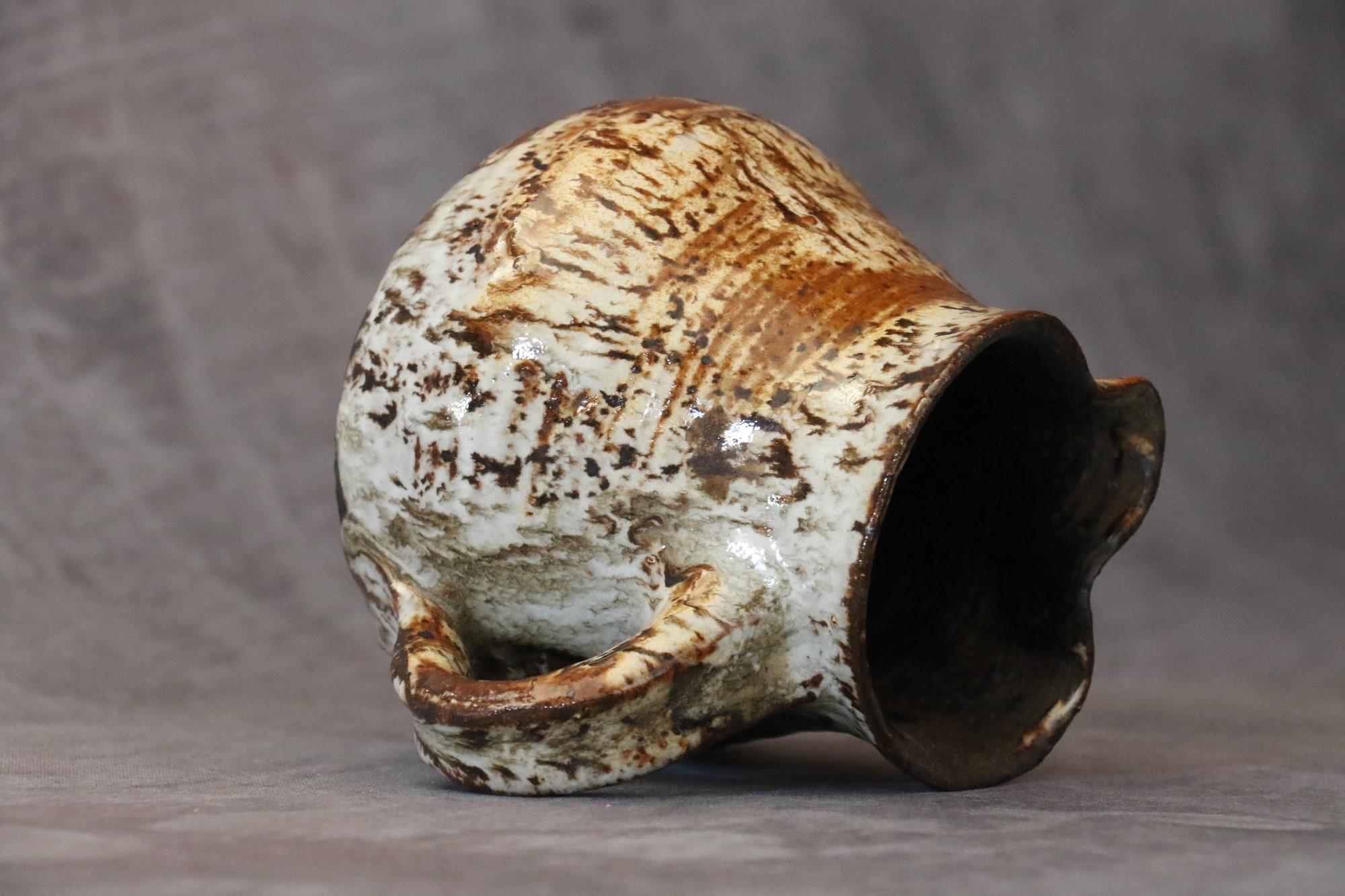 Glazed Stoneware Zoomorphic Pitcher by Cécile Dein, circa 1960, Signed For Sale 3