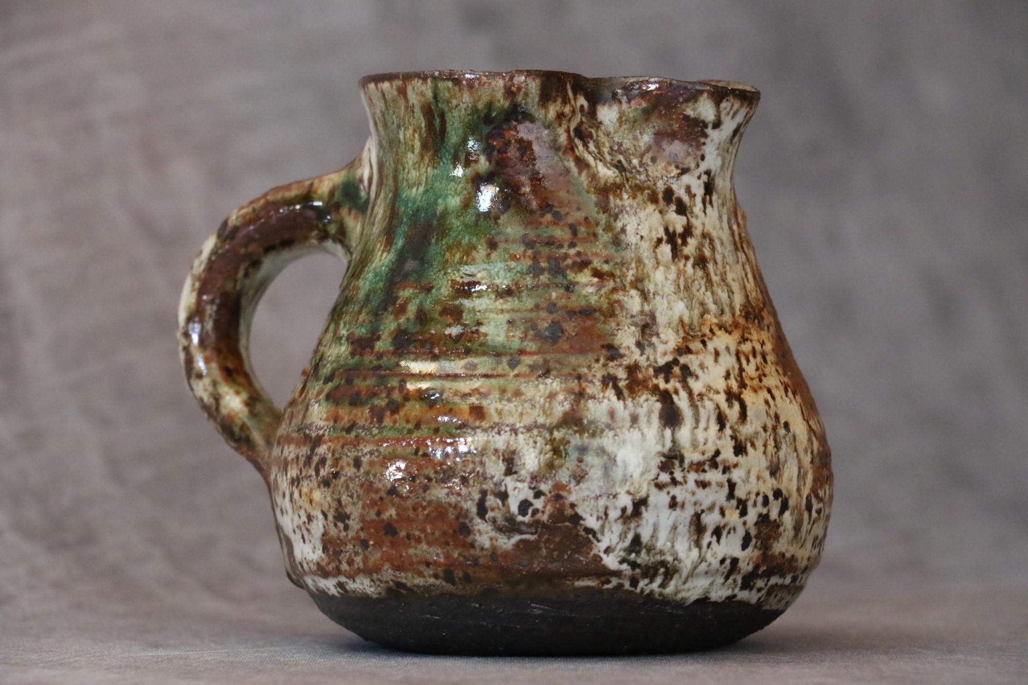 Glazed Stoneware Zoomorphic Pitcher by Cécile Dein, circa 1960, Signed For Sale 4