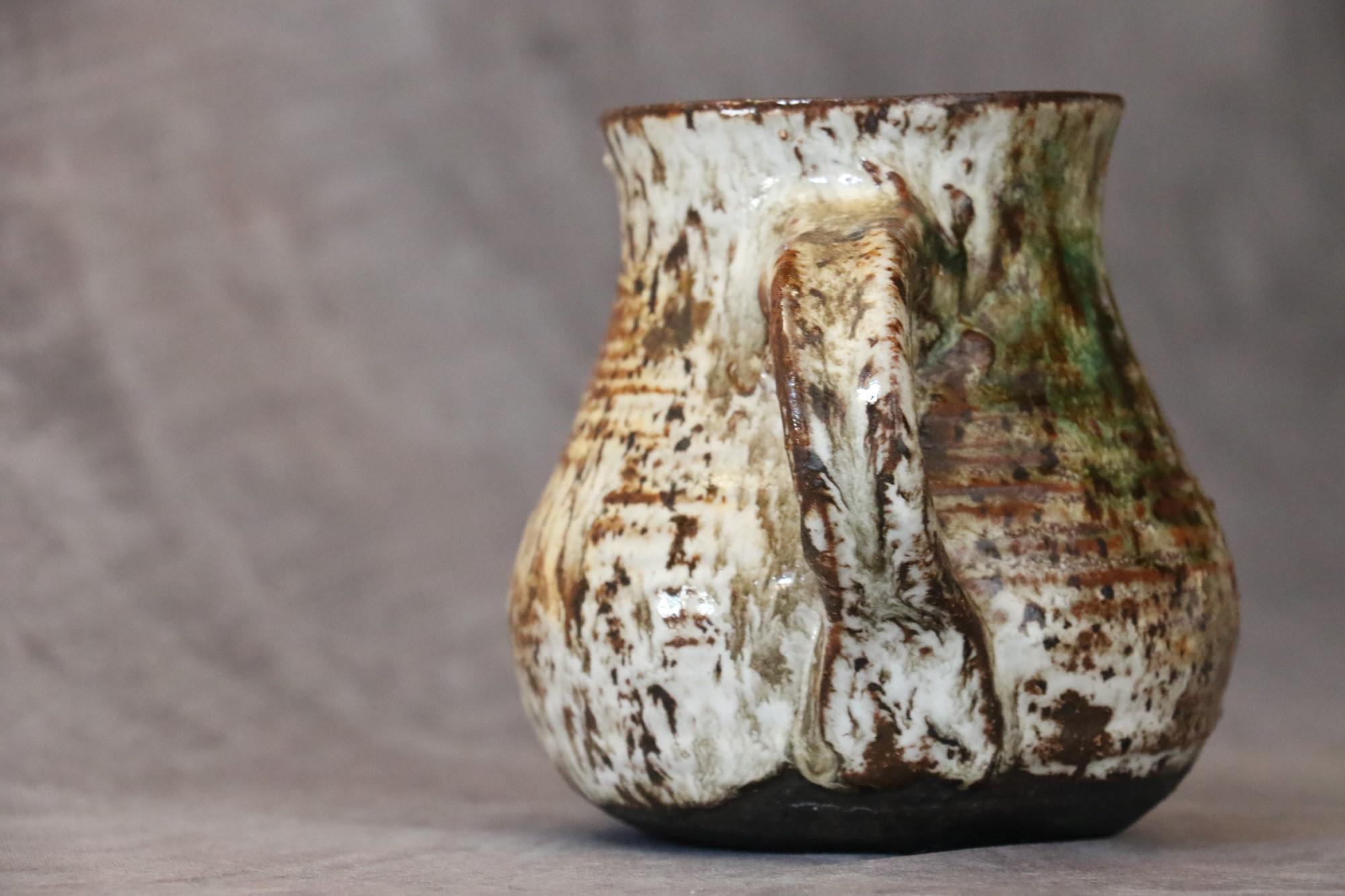 Ceramic Glazed Stoneware Zoomorphic Pitcher by Cécile Dein, circa 1960, Signed For Sale