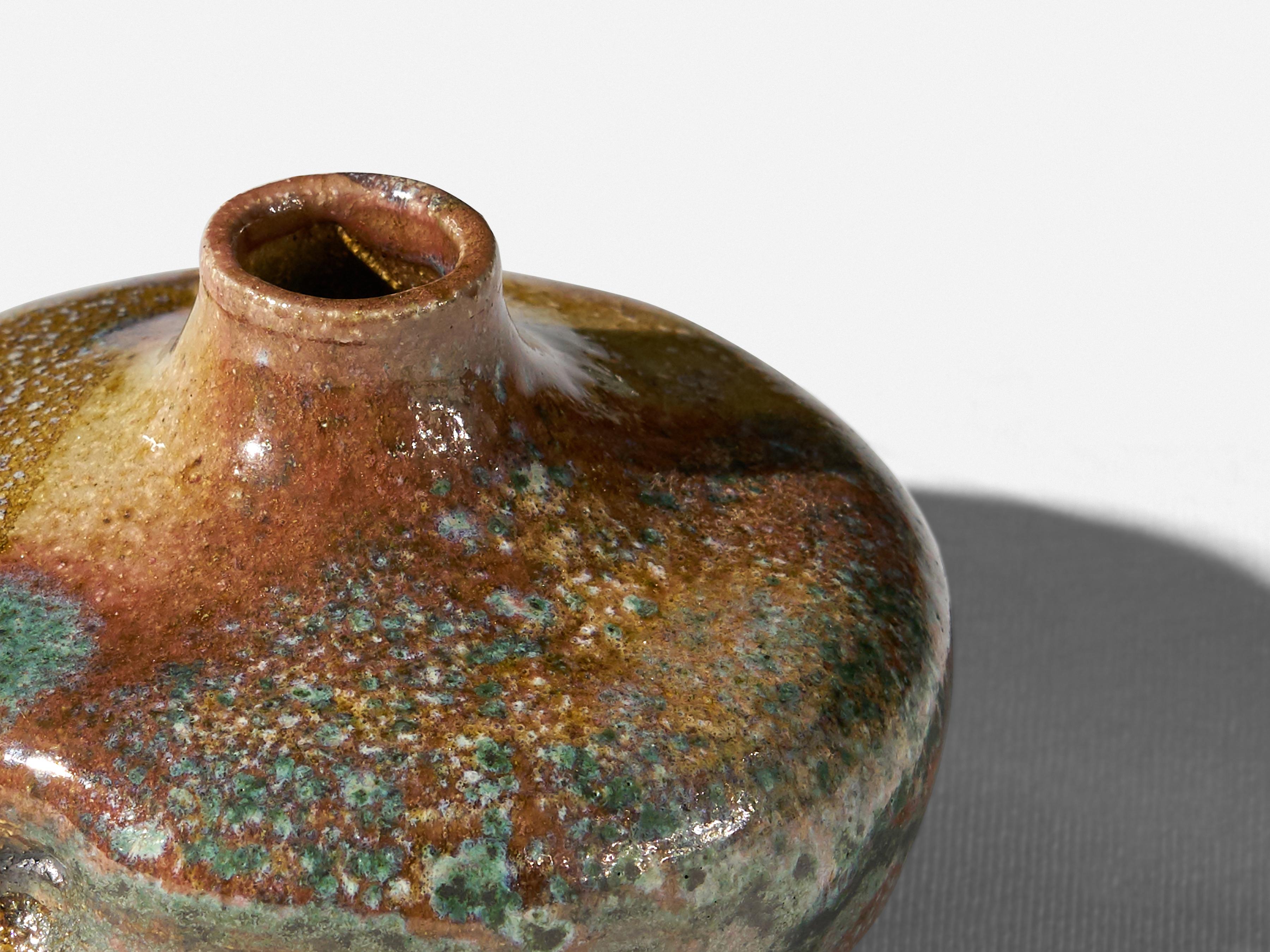 Glazed Studio Pottery Stoneware Signed Vase In Good Condition In Amarillo, TX