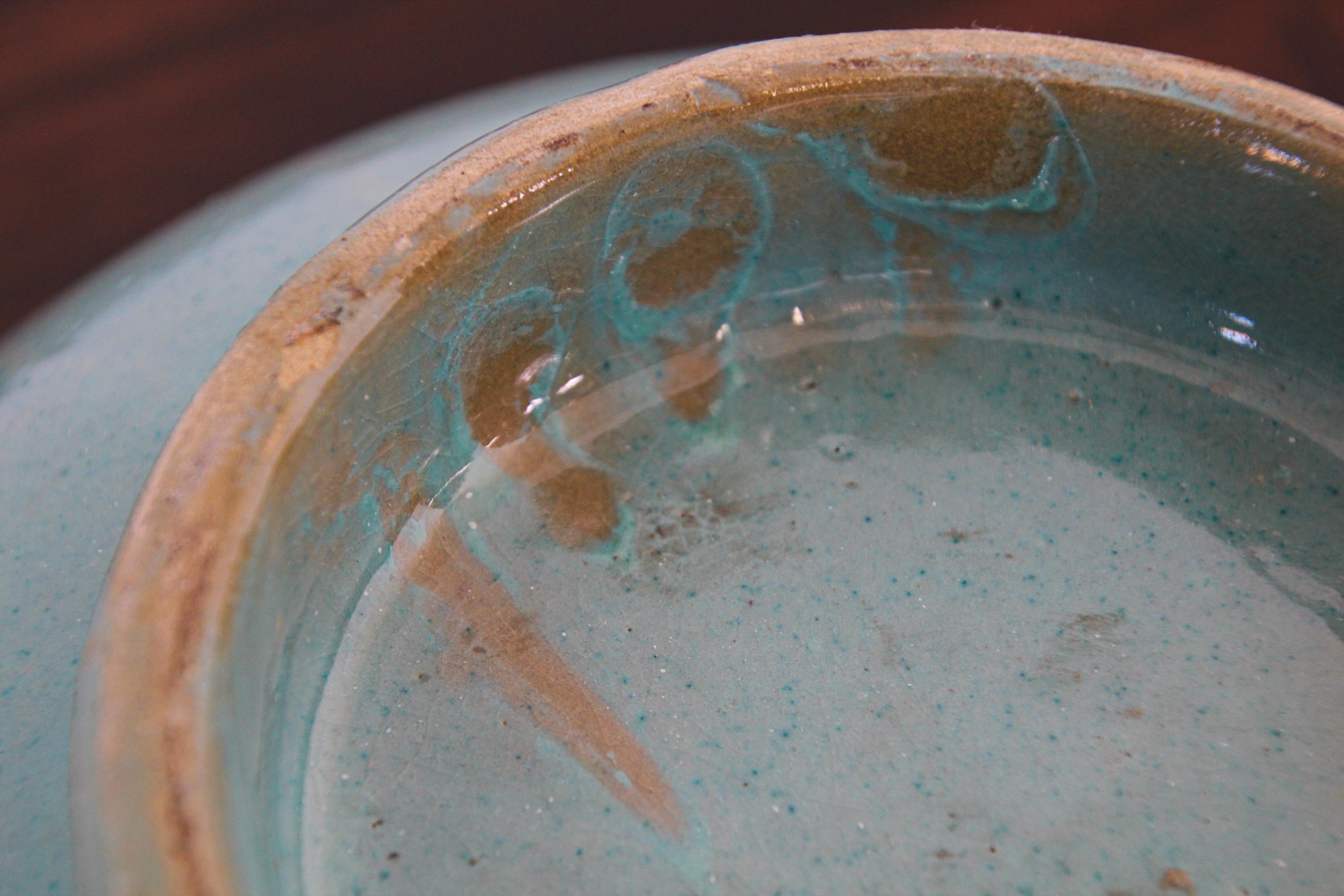 Glazed Teal Color Moroccan Earthenware Dish Bowl 4