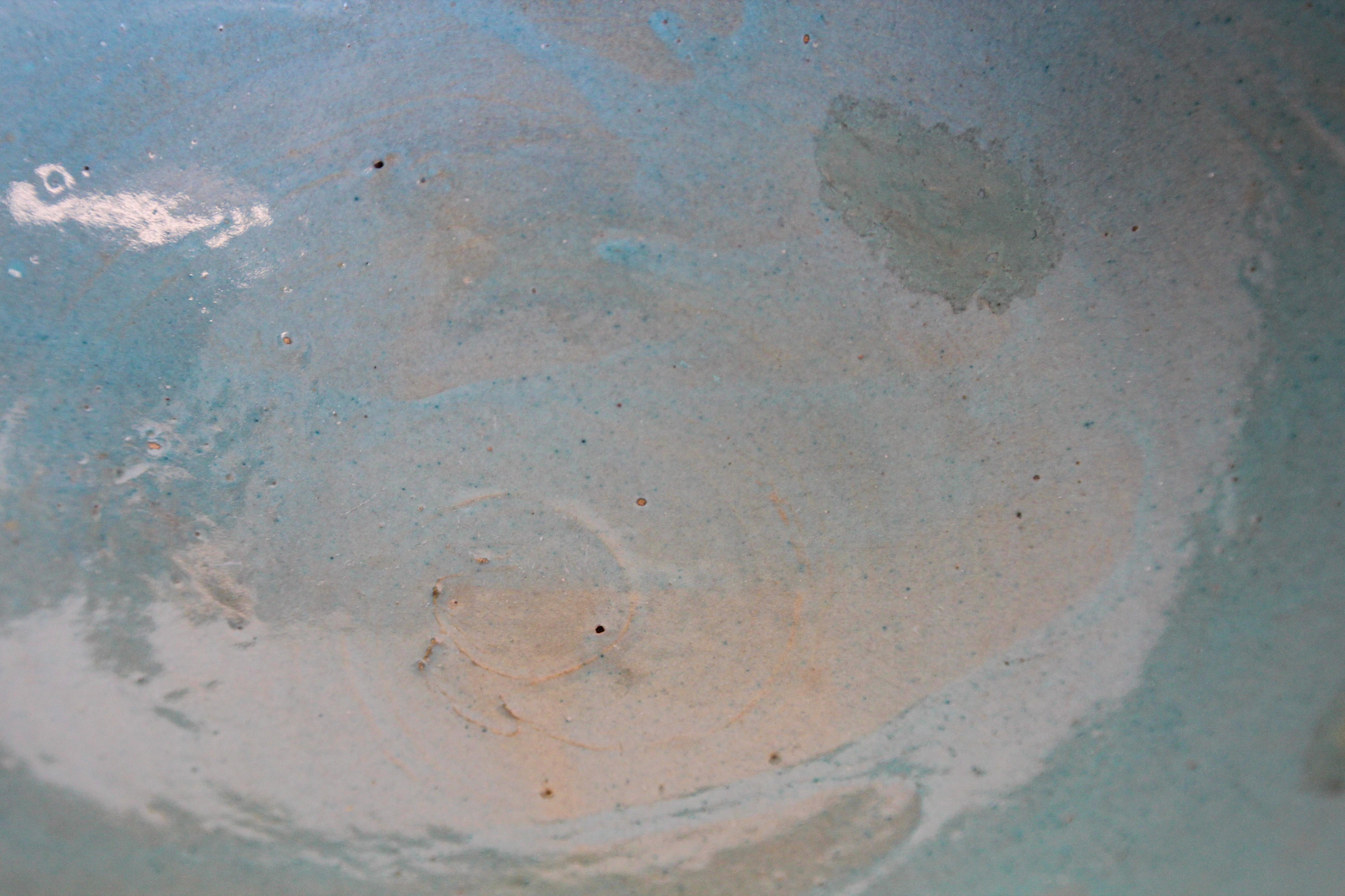 Glazed Teal Color Moroccan Earthenware Dish Bowl 1