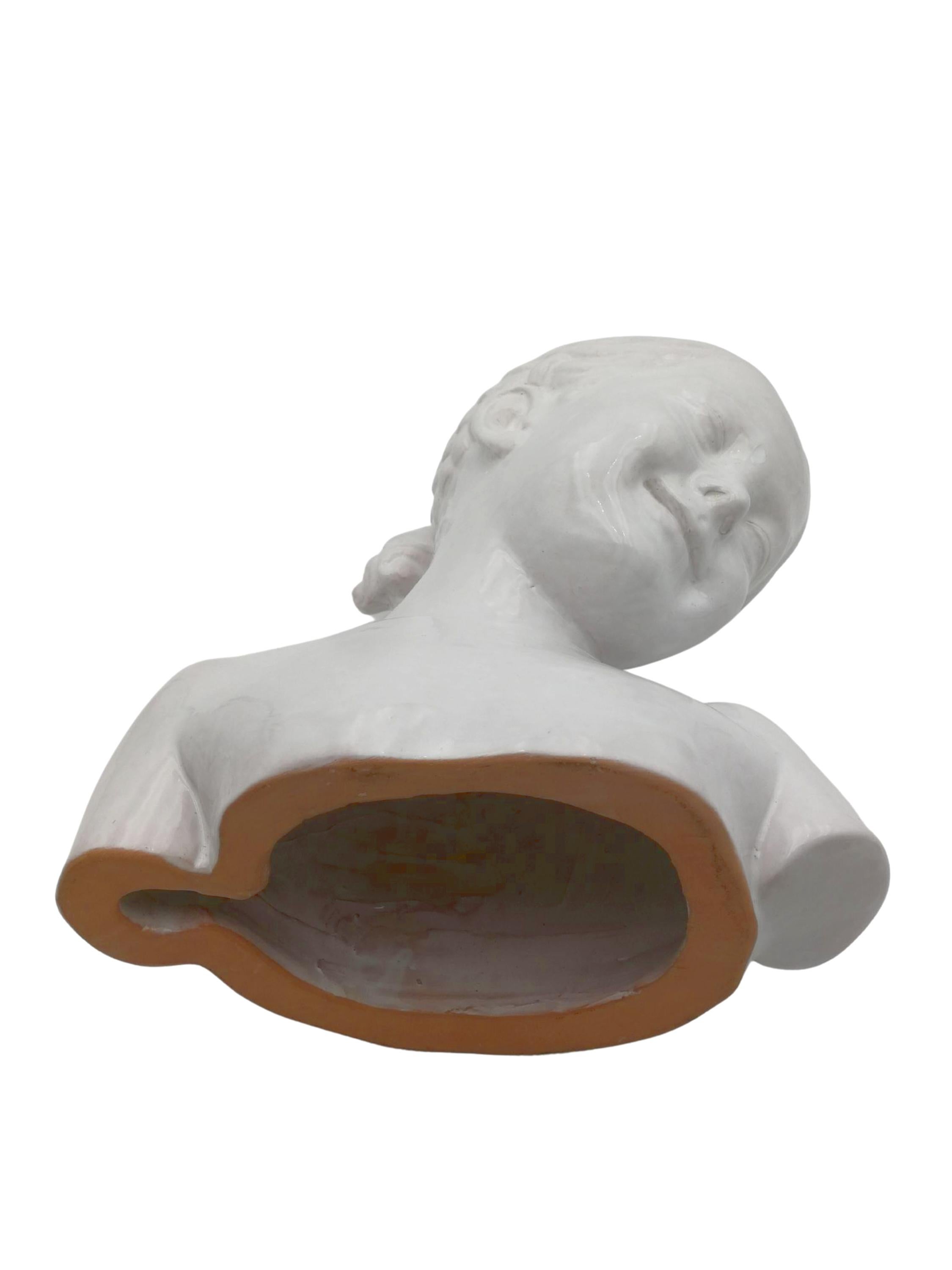 Glazed Teracotta Bust of Little Girl For Sale 4