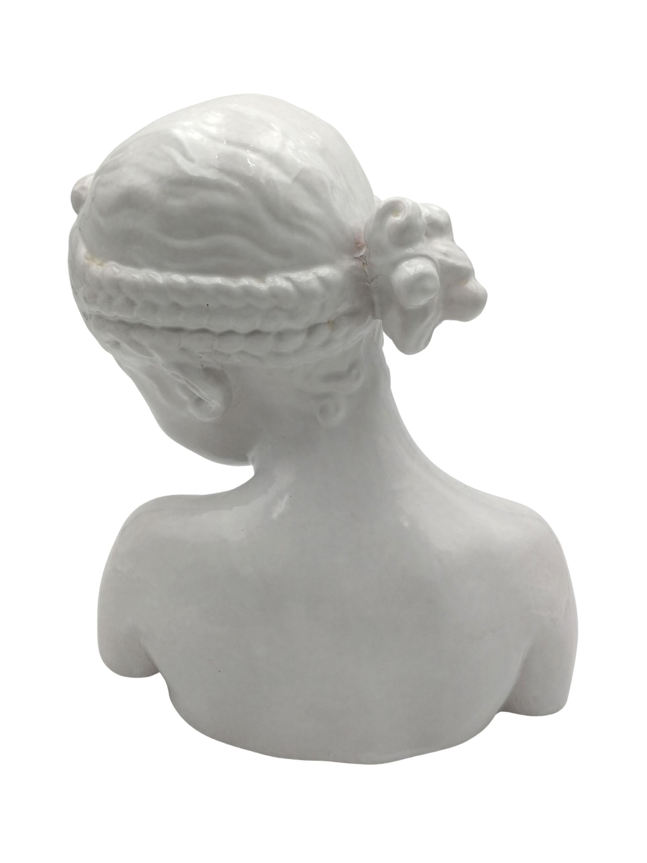 Glazed Teracotta Bust of Little Girl For Sale 1