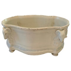 Glazed Terracotta Ceramic Jardinière / Cachepot Centerpiece