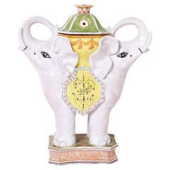 Vintage Glazed Terra Cotta Elephant Stand