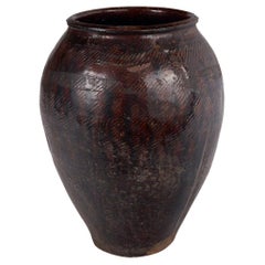 JAR en terre cuite émaillée avec texture striée