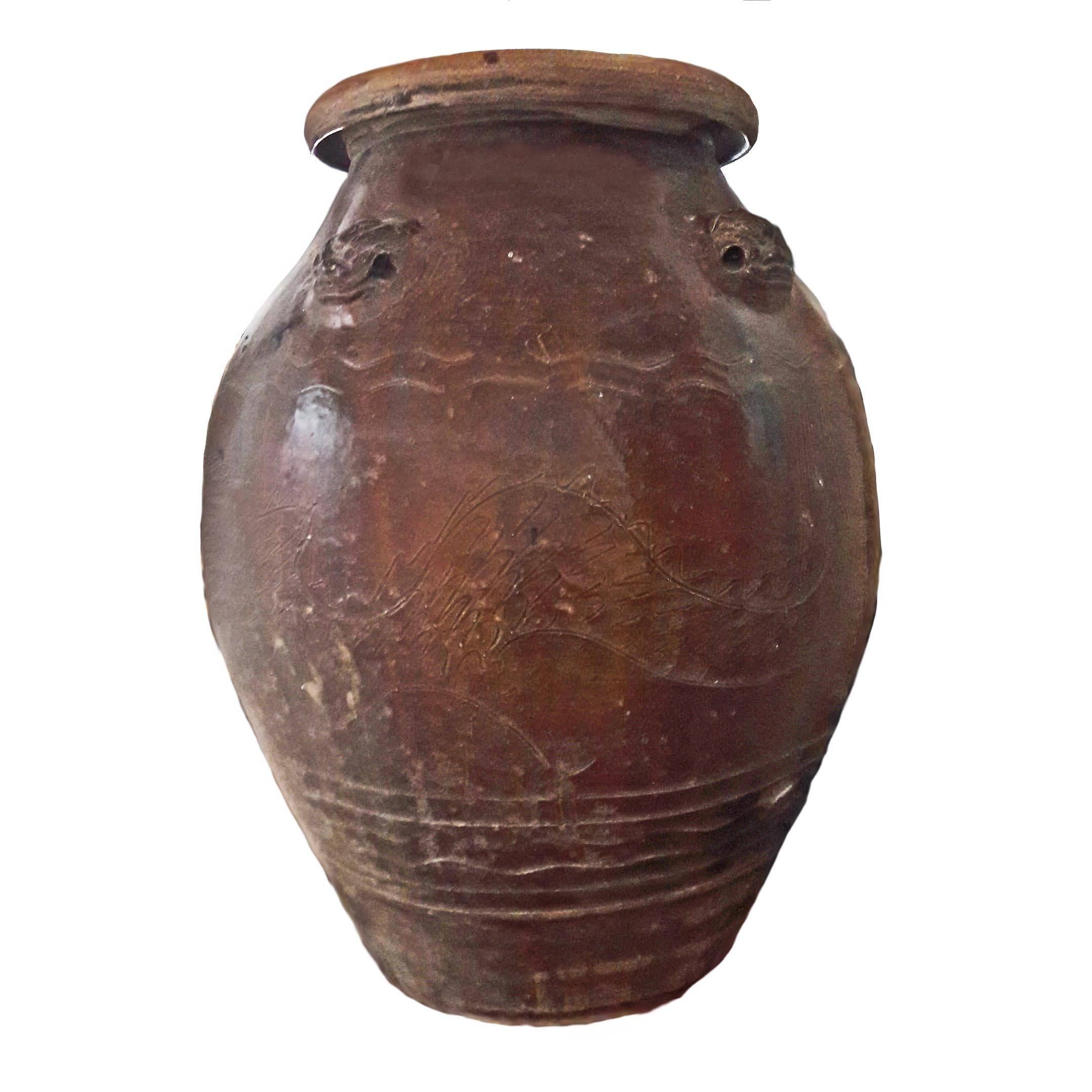 Glazed Terracotta Amphora / Jar from India, Early 20th Century