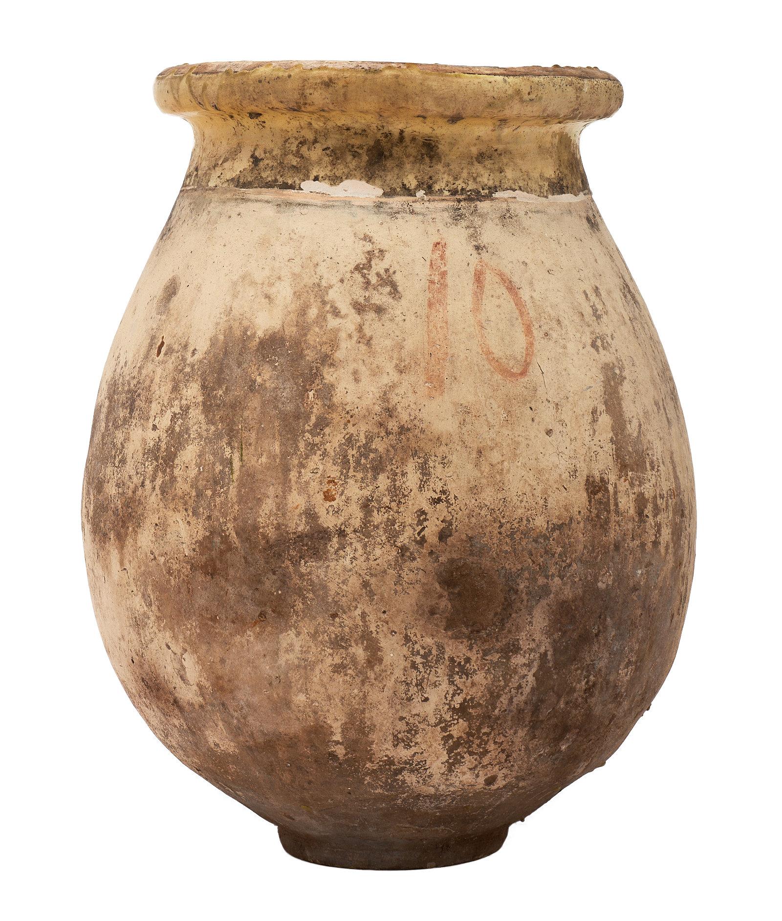 Antike glasierte Terrakotta-Urne (Französisch) im Angebot
