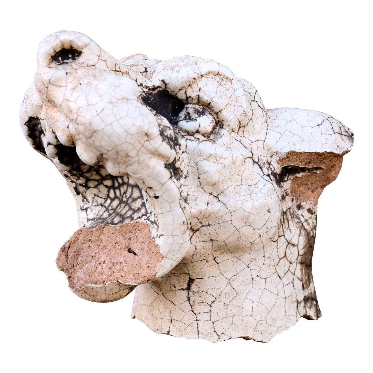 Glazed Terracotta Dog Head 2