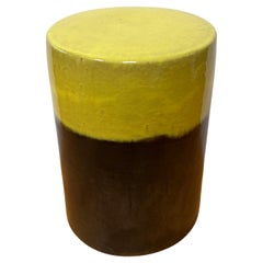 Glazed Terracotta Brown and Yellow Side Table