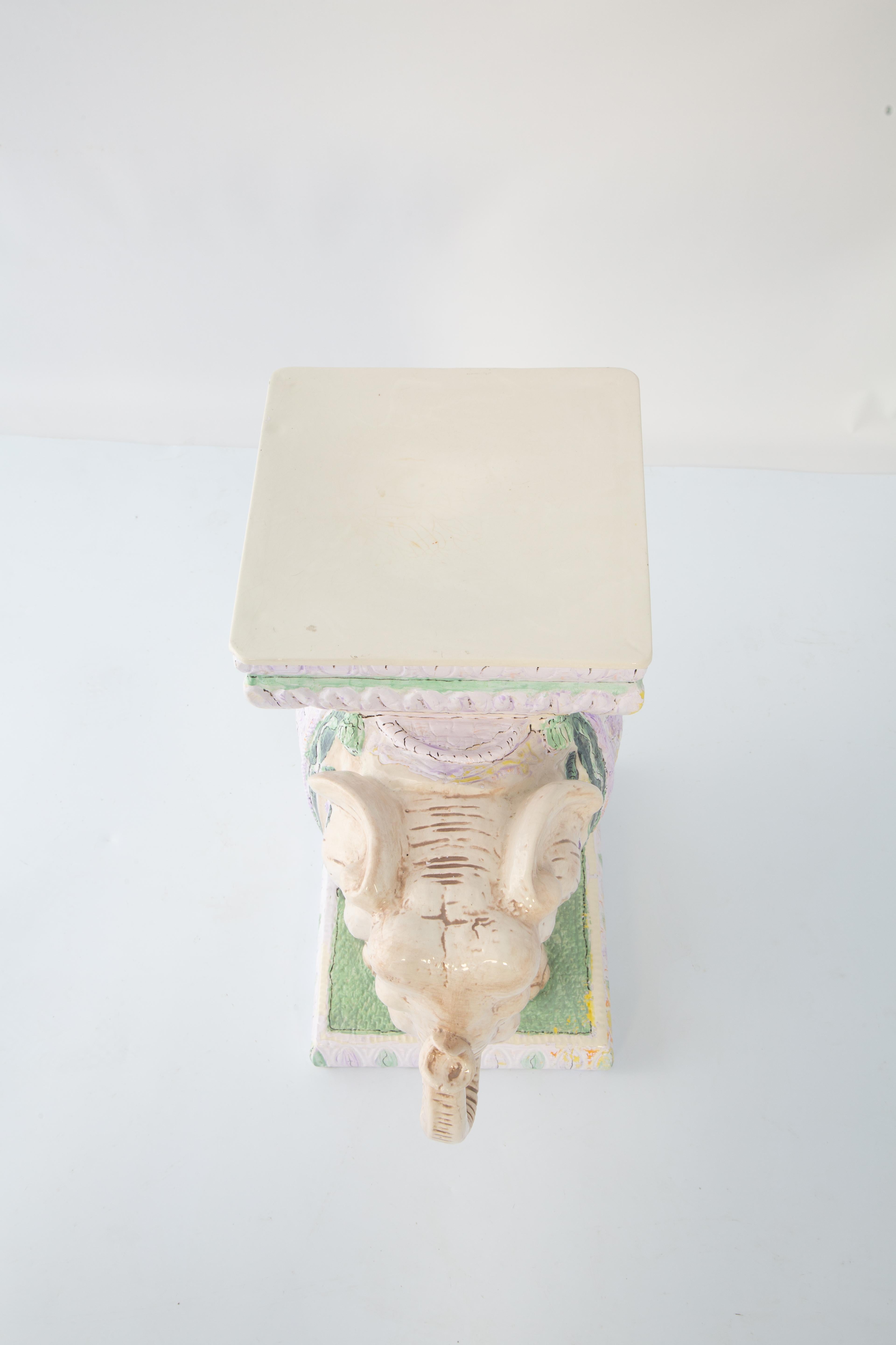 Siège de jardin ou table éléphant en terre cuite émaillée Bon état - En vente à West Palm Beach, FL