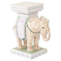 Asiento o Mesa de Jardín Elefante de Terracota Esmaltada