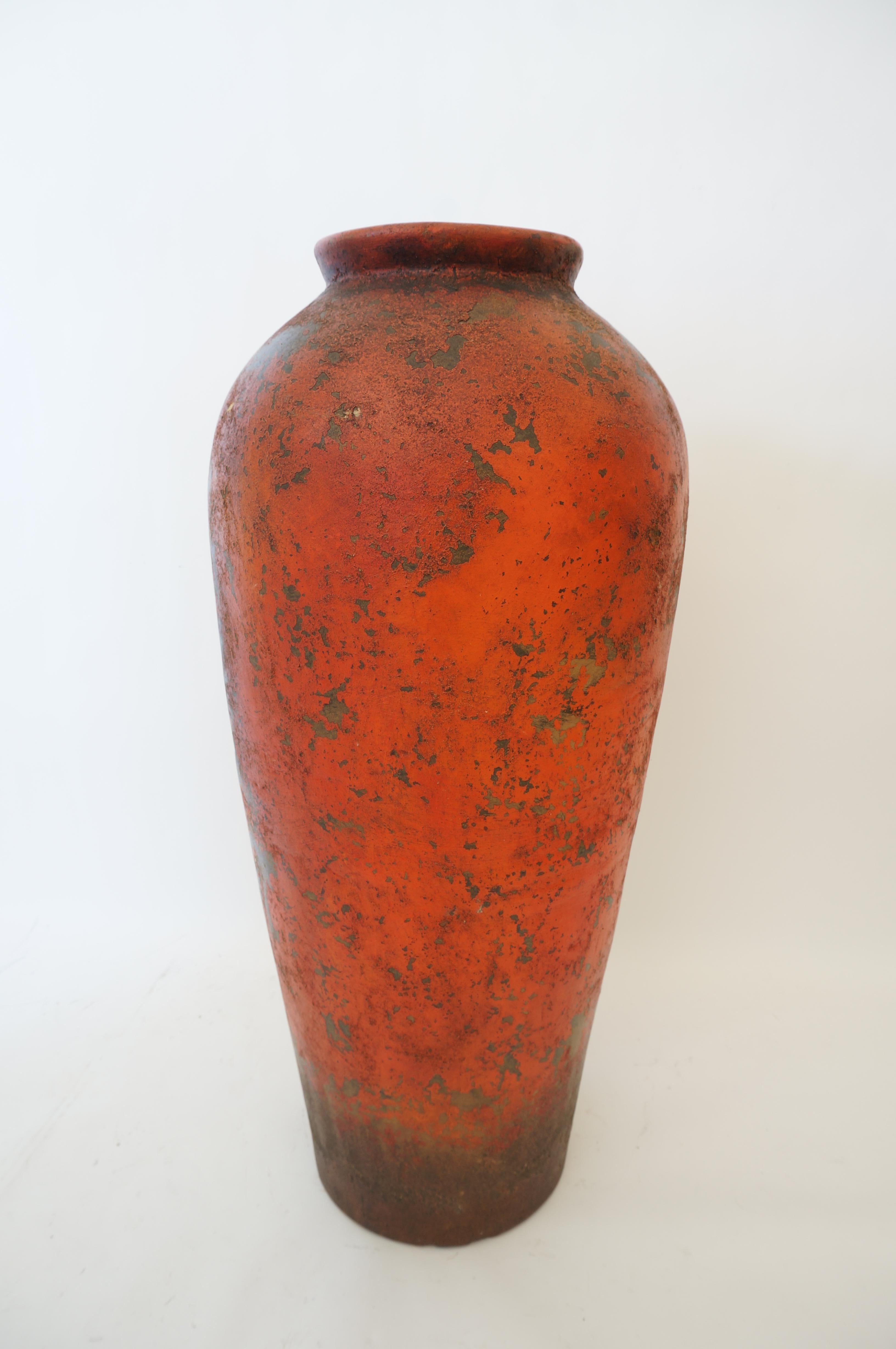 tall terracotta floor vase