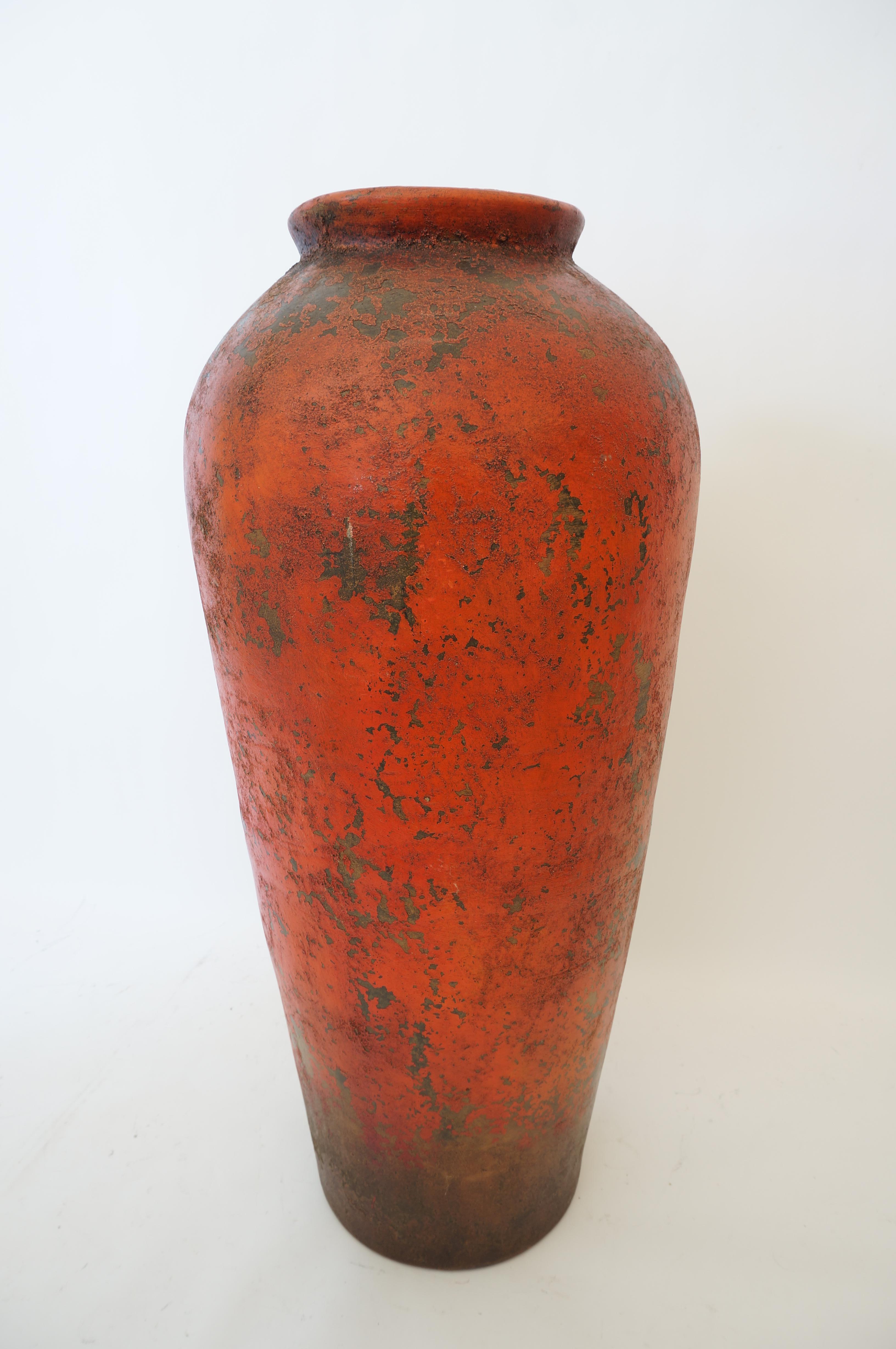 Mid-Century Modern Glazed Terracotta Floor Vase For Sale