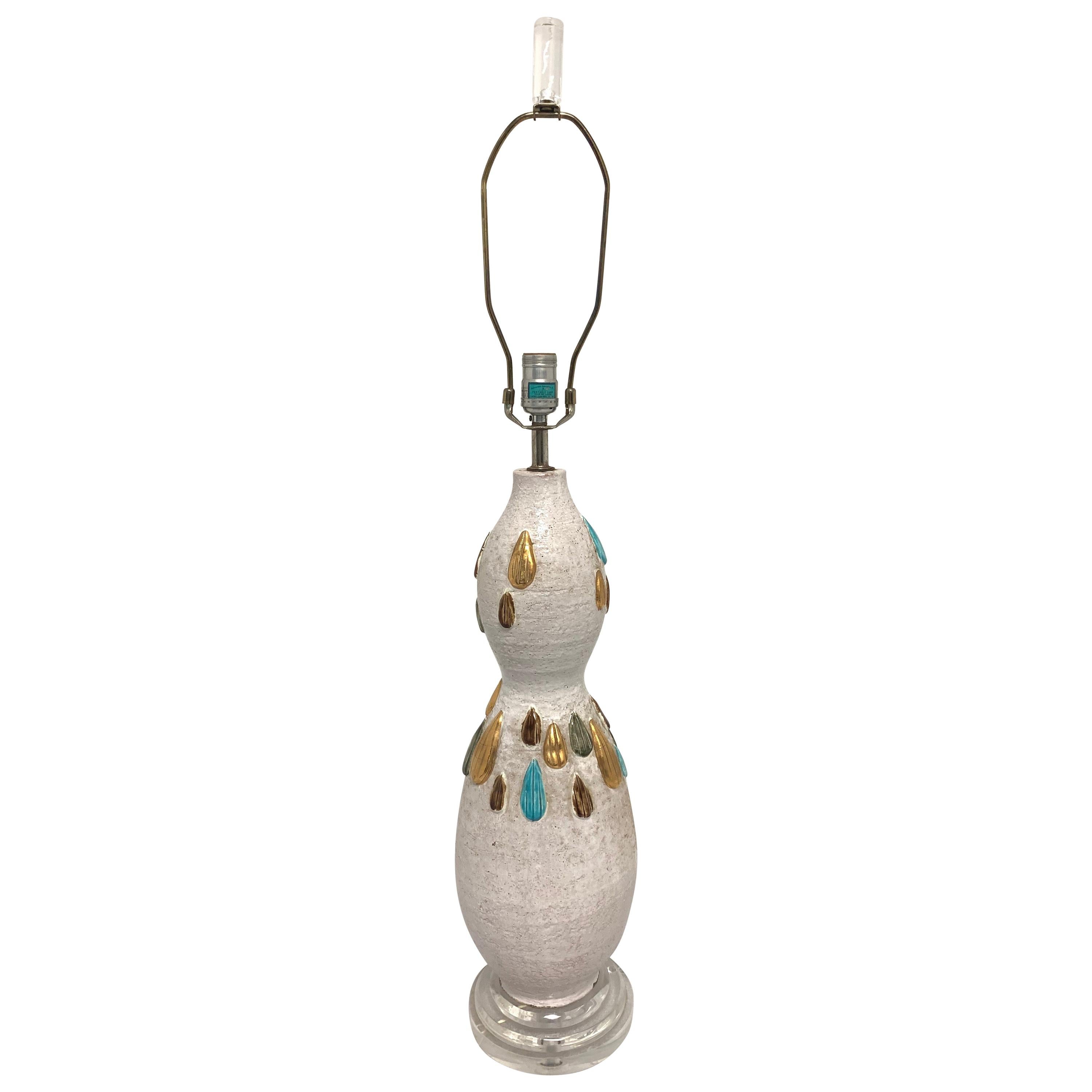 Glazed Terracotta Italian Lamp For Sale