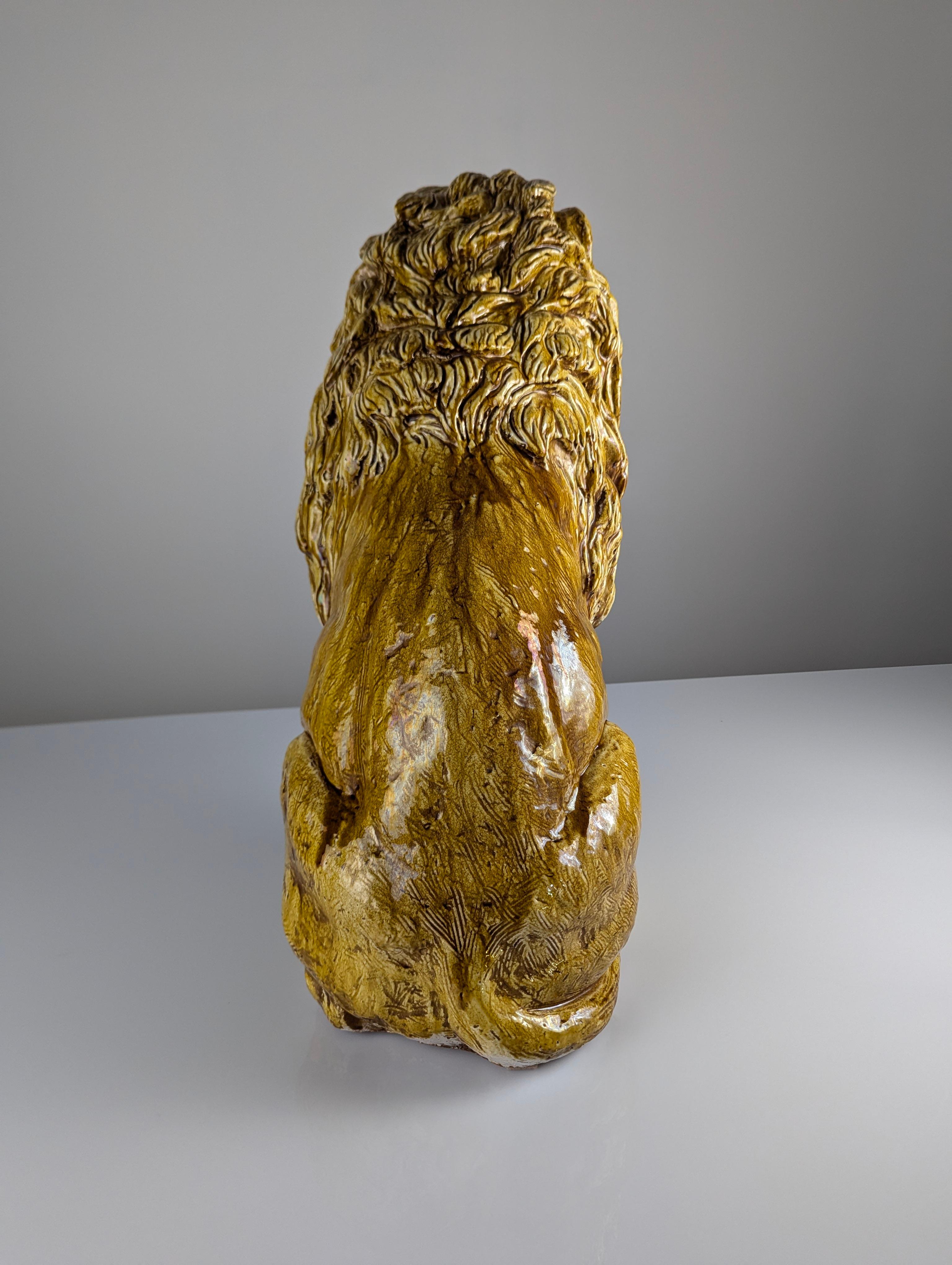 Glazed Terracotta Lion Sculpture, Italy, 1960s 4