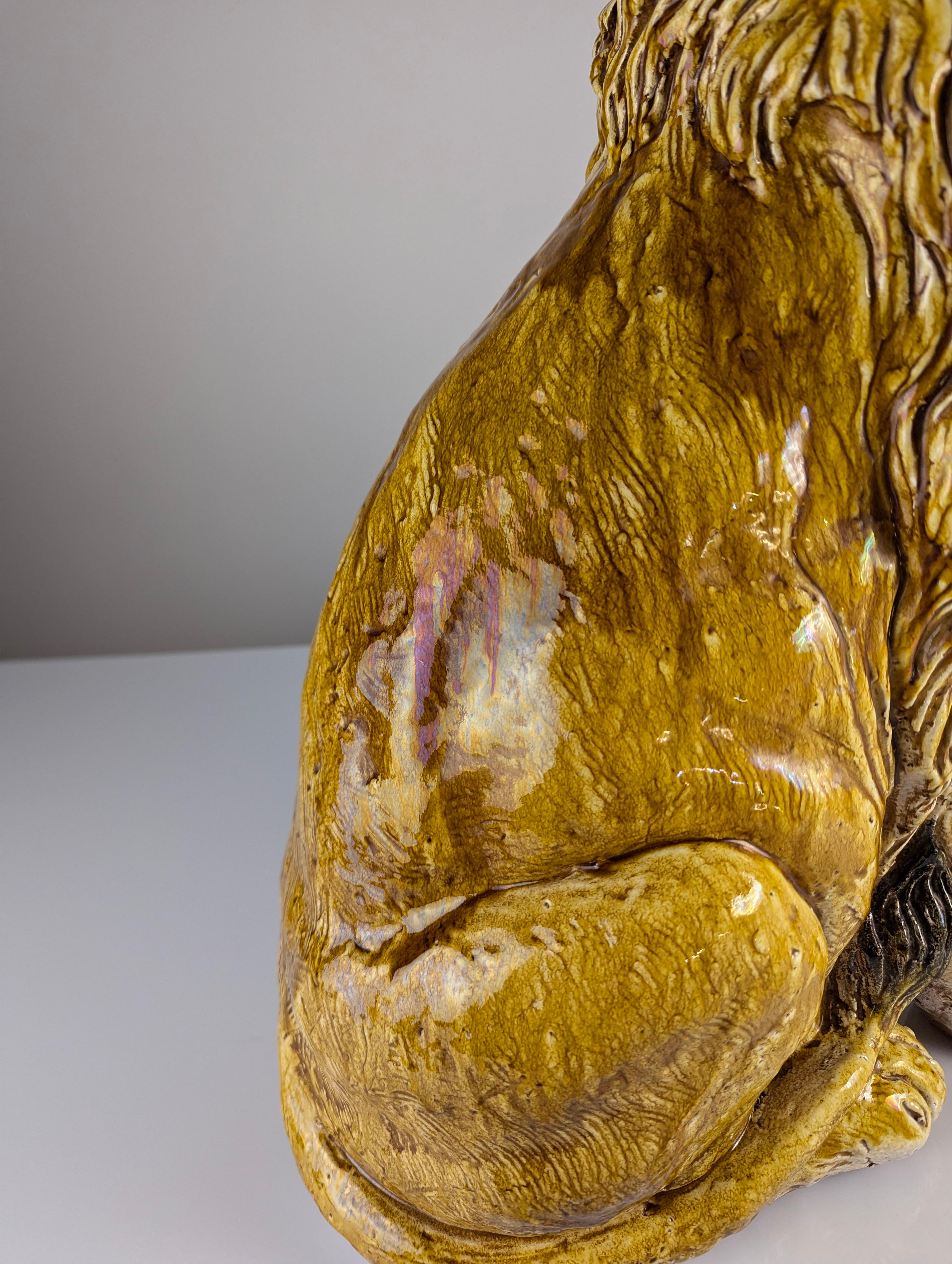 Glazed Terracotta Lion Sculpture, Italy, 1960s 6