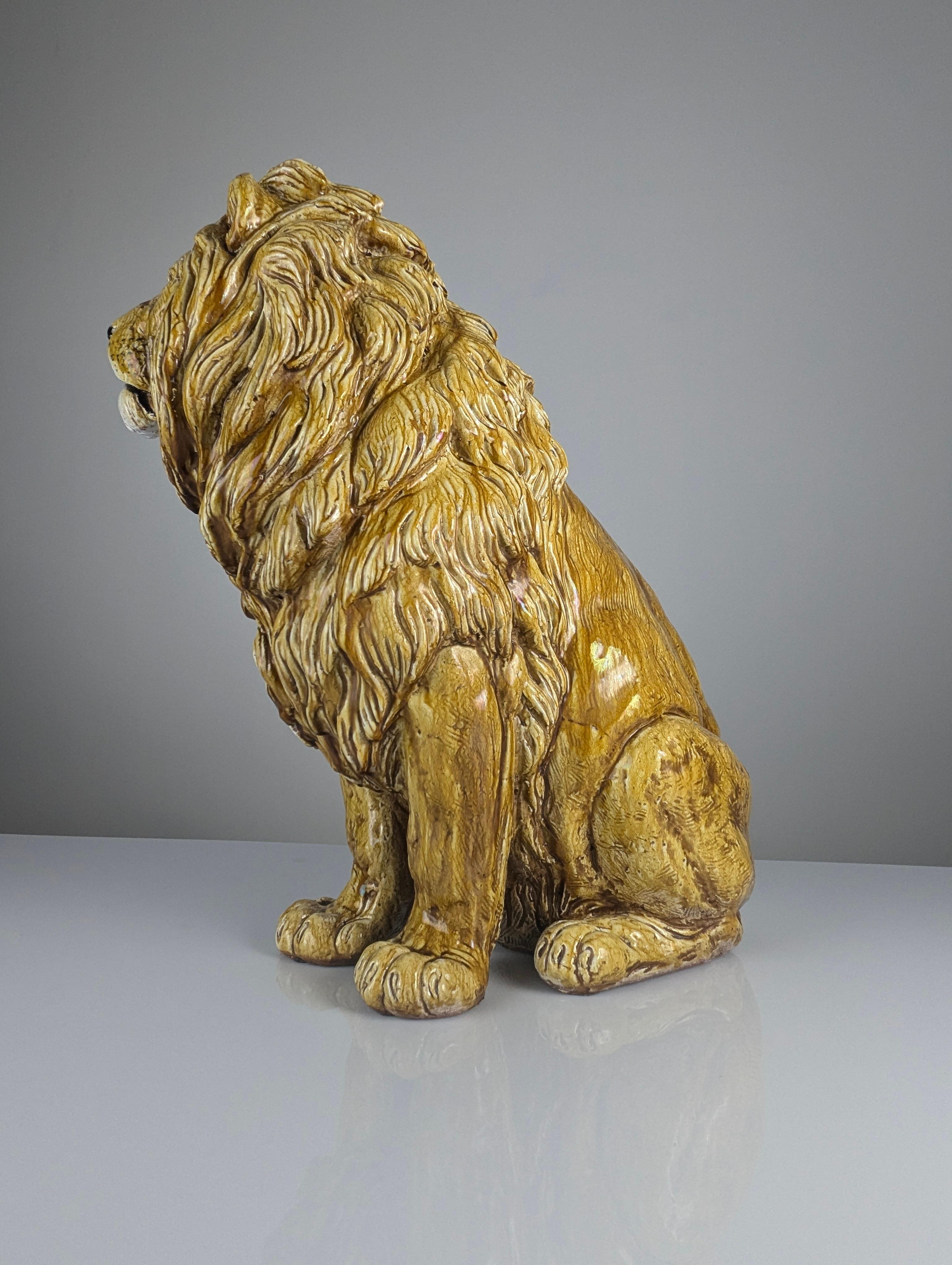 Glazed Terracotta Lion Sculpture, Italy, 1960s 7