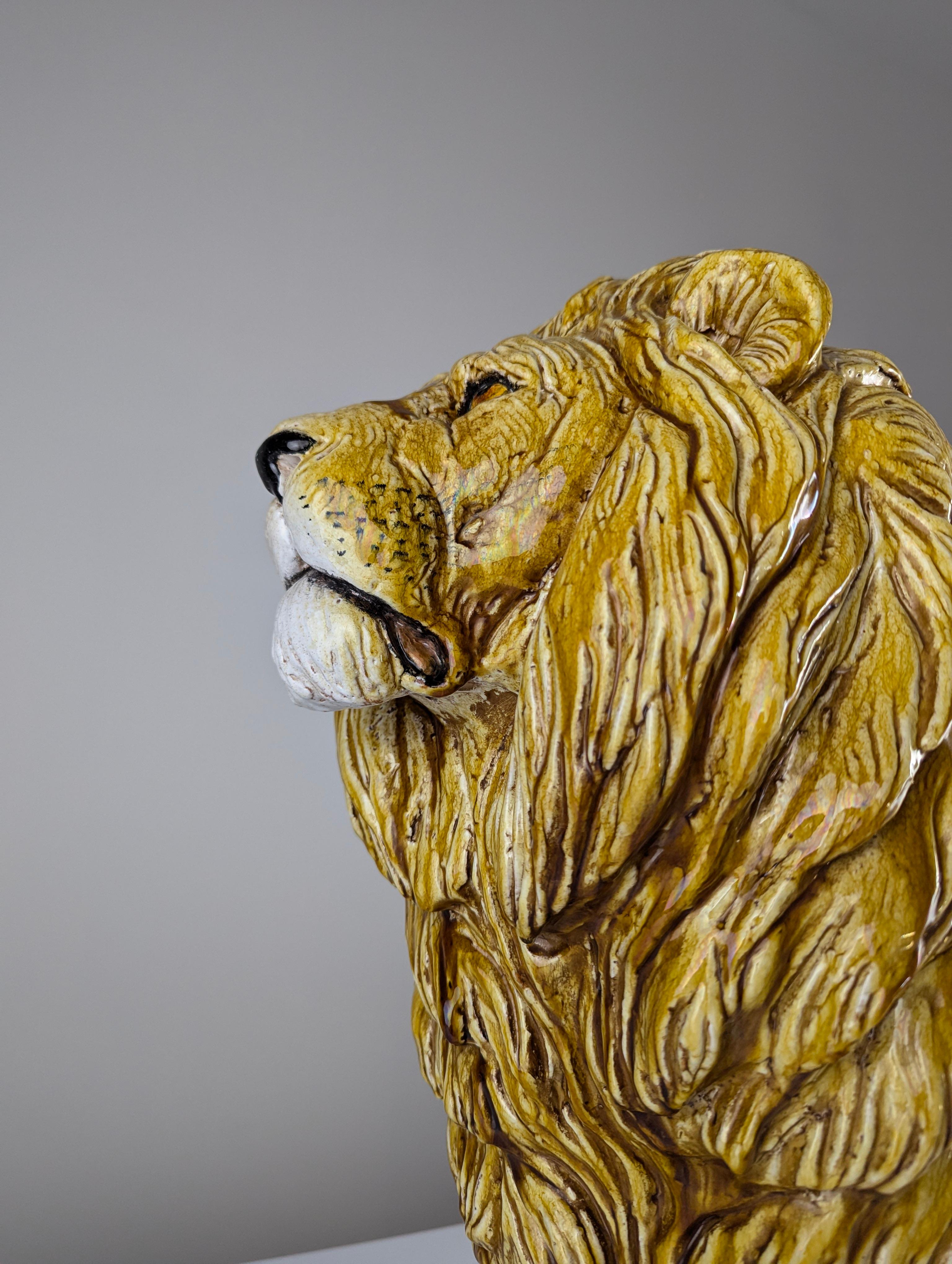 Glazed Terracotta Lion Sculpture, Italy, 1960s 1