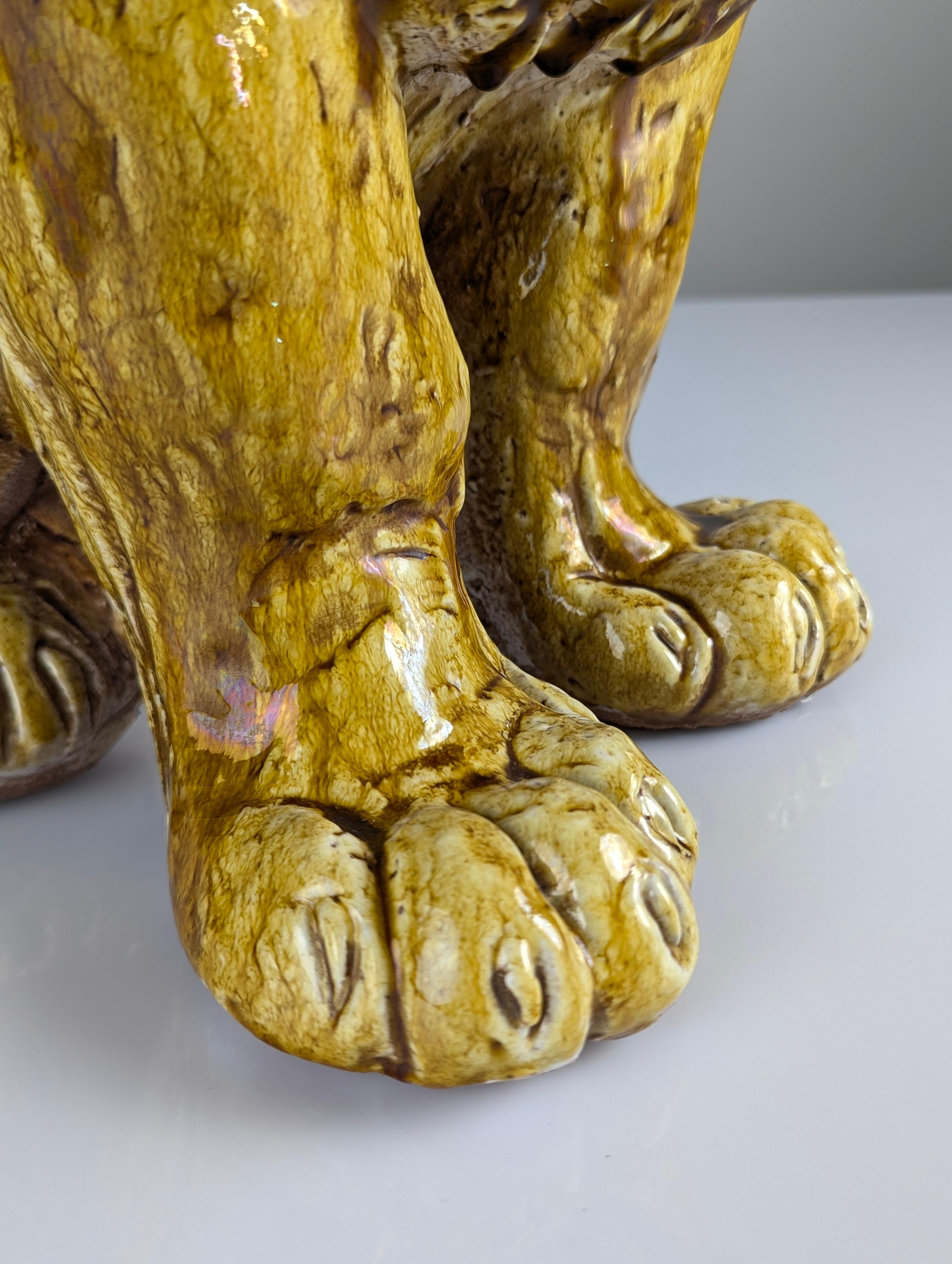 Glazed Terracotta Lion Sculpture, Italy, 1960s 2