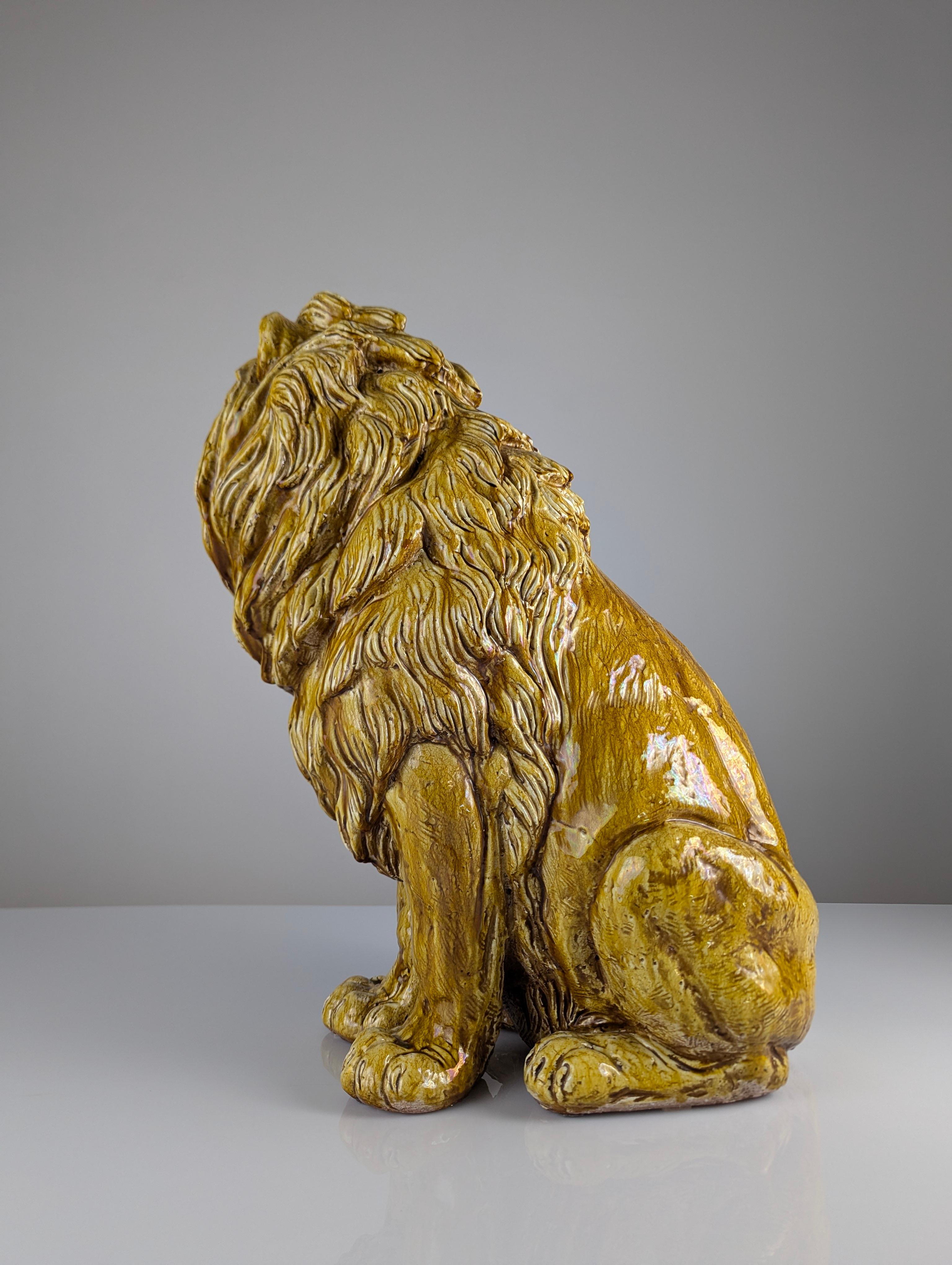 Glazed Terracotta Lion Sculpture, Italy, 1960s 3