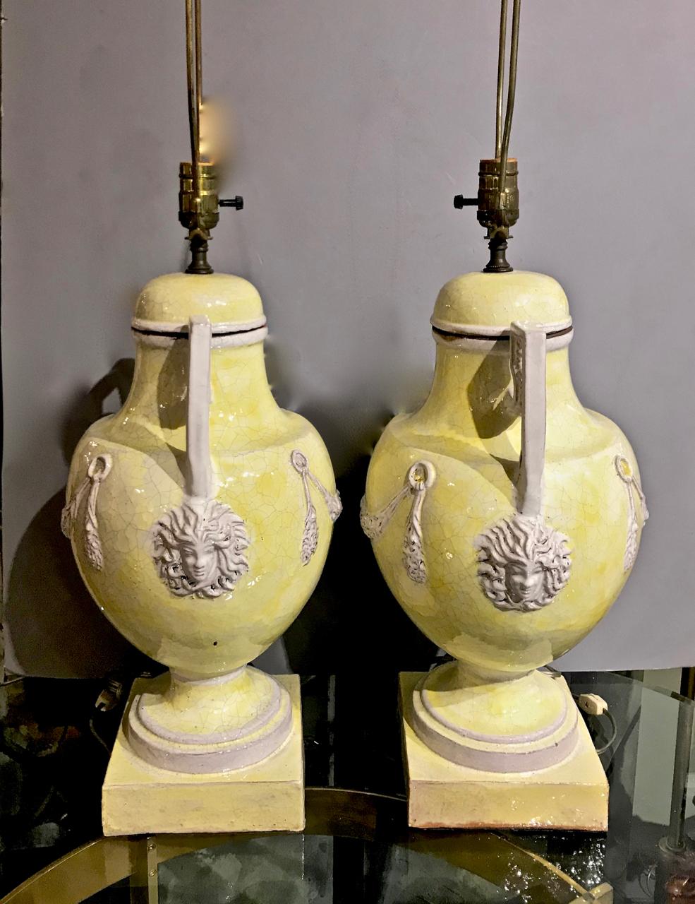 Glasierte Urnenlampen aus Terrakotta/Majolika, ca. 1950-1960 (Italienisch)