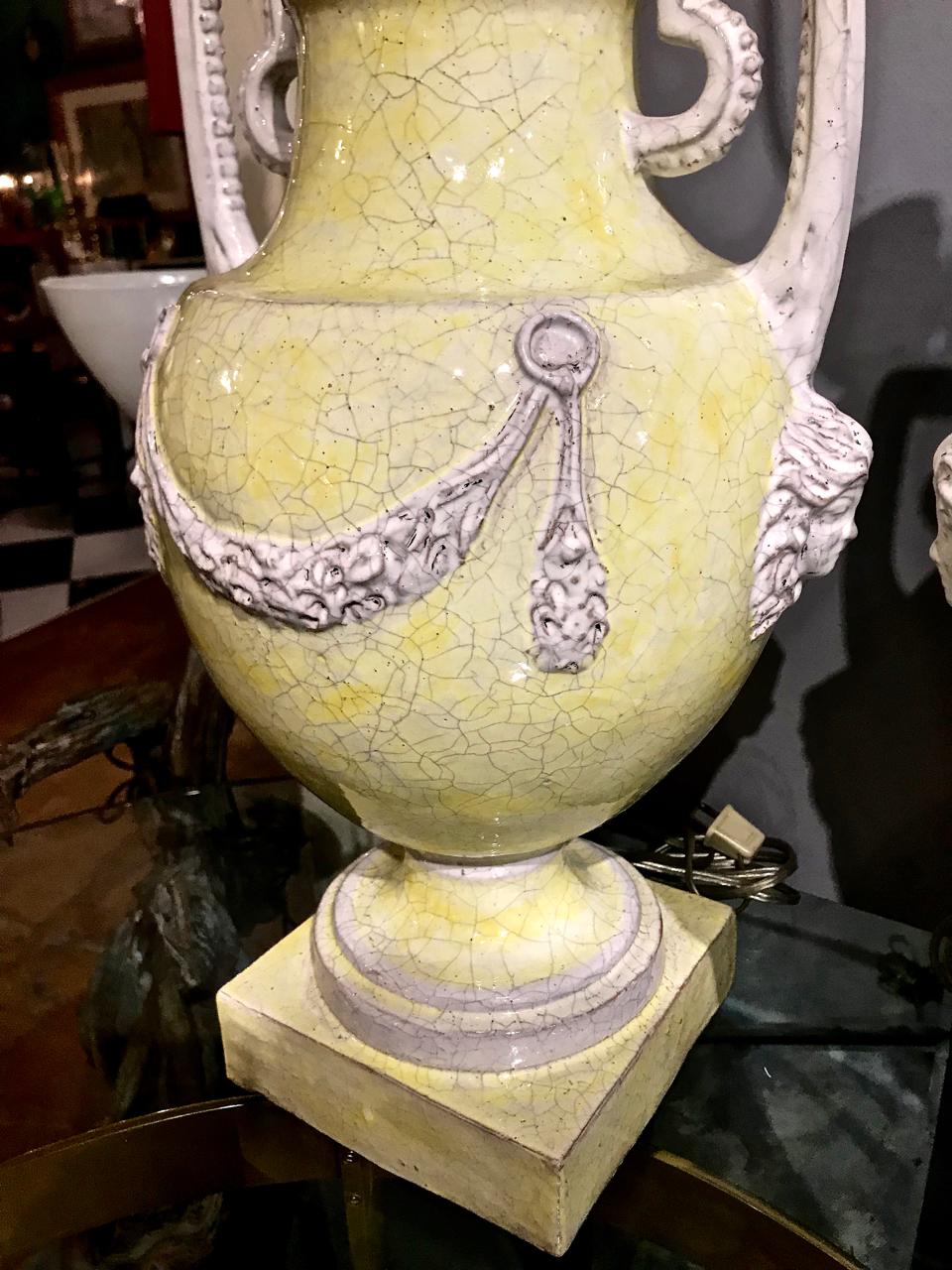 Glasierte Urnenlampen aus Terrakotta/Majolika, ca. 1950-1960 2