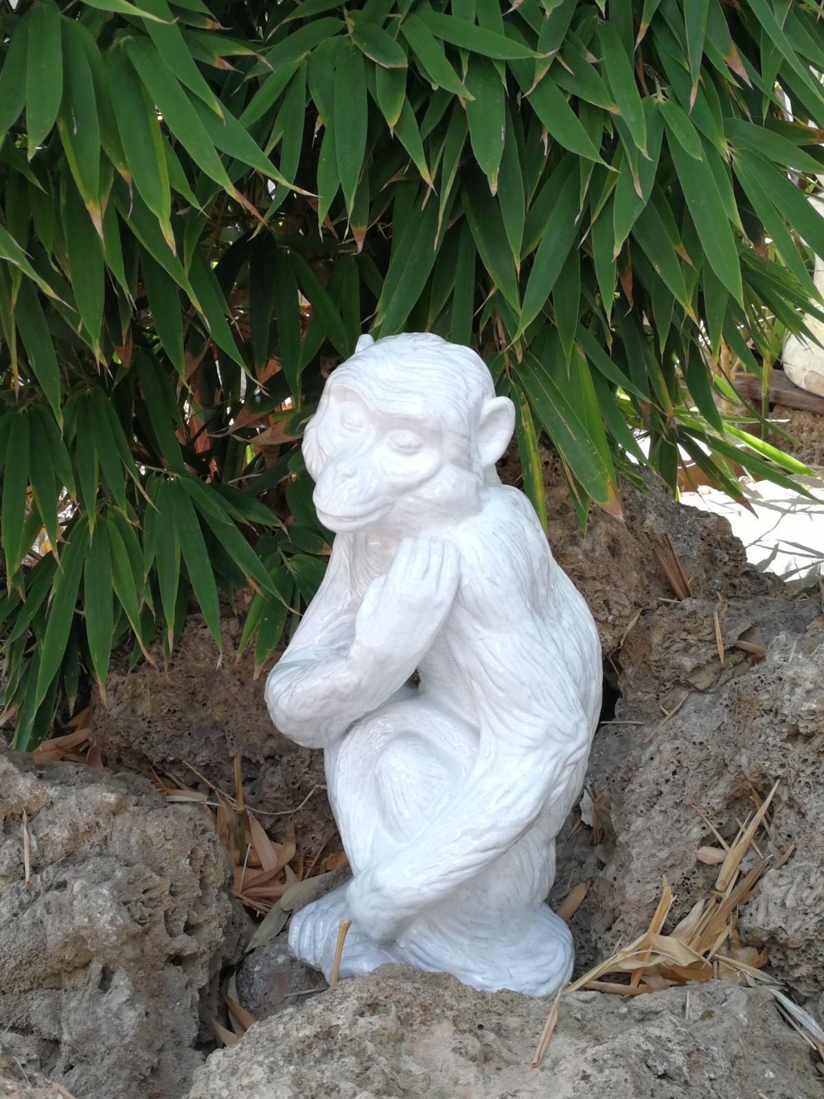 Italian Glazed Terracotta Monkey Animal Sculpture Italy 1960s For Sale