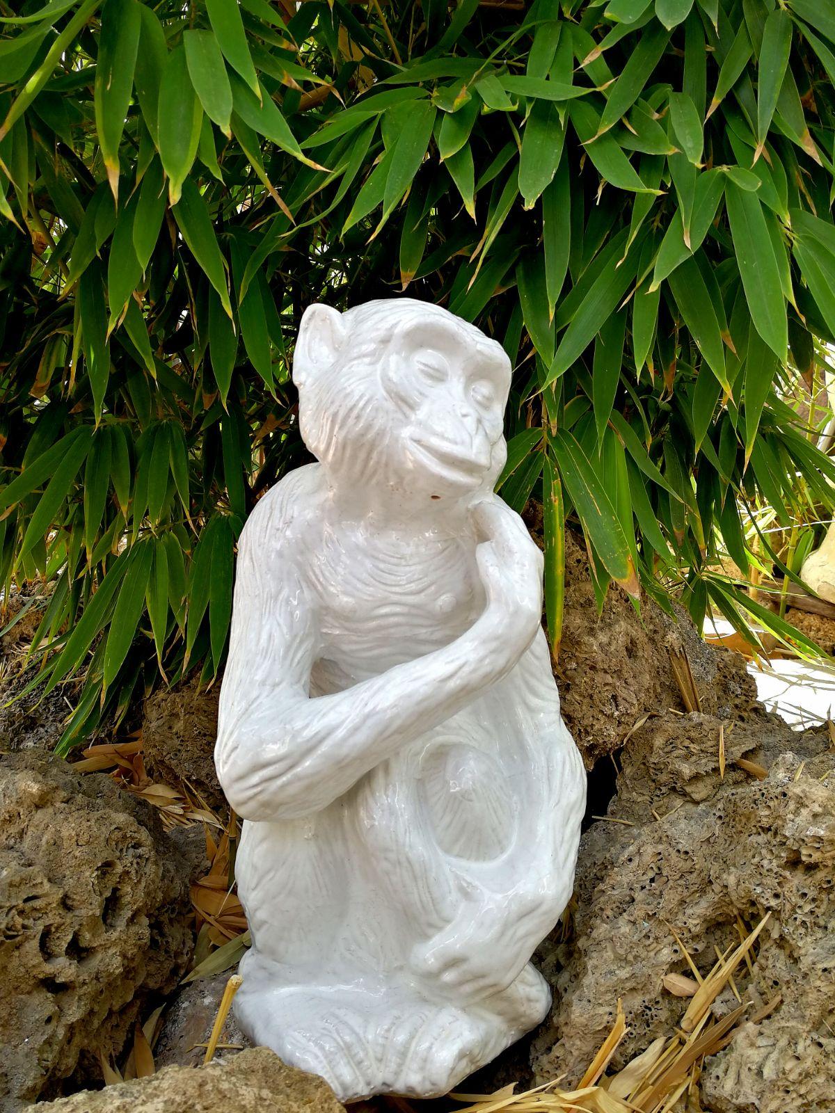 Glazed Terracotta Monkey Animal Sculpture Italy 1960s For Sale 1
