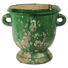 Antique Glazed Terracotta Planter from Anduze, France