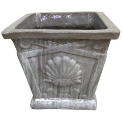 Glazed Terracotta Planter with Shell Motif