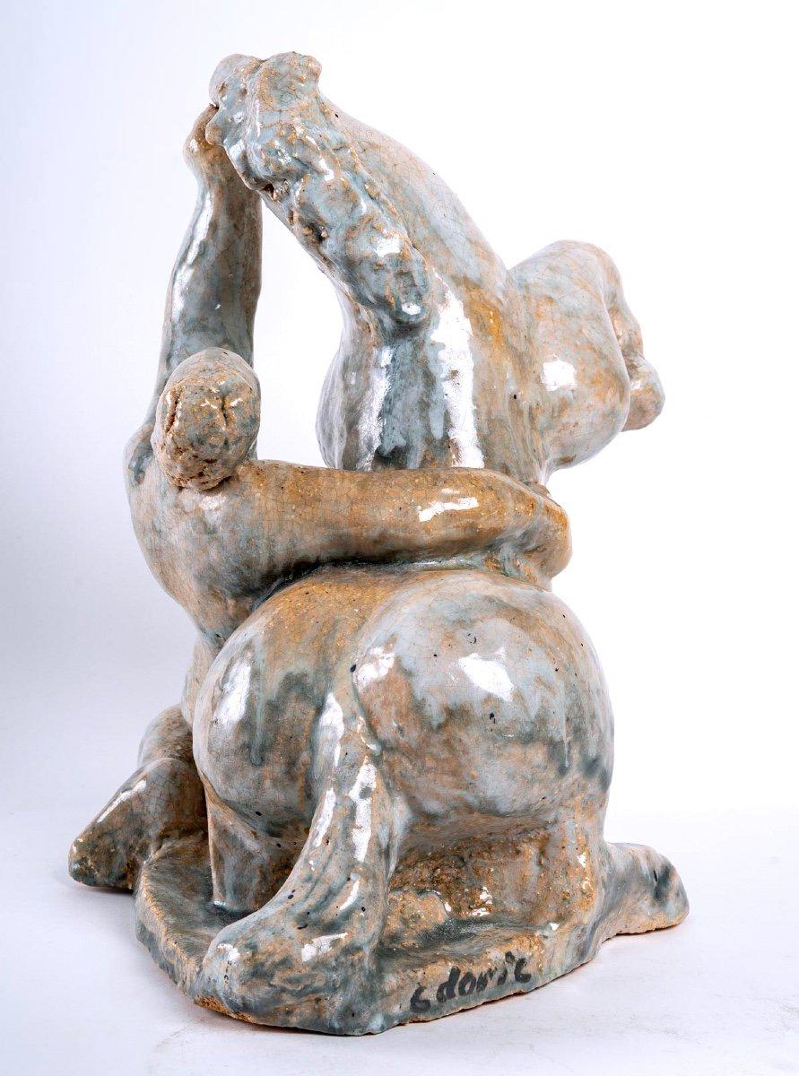 20ième siècle Terracotta émaillée - Signé : G Doric - Cheval De Marly - Période : XXe - Art moderne en vente