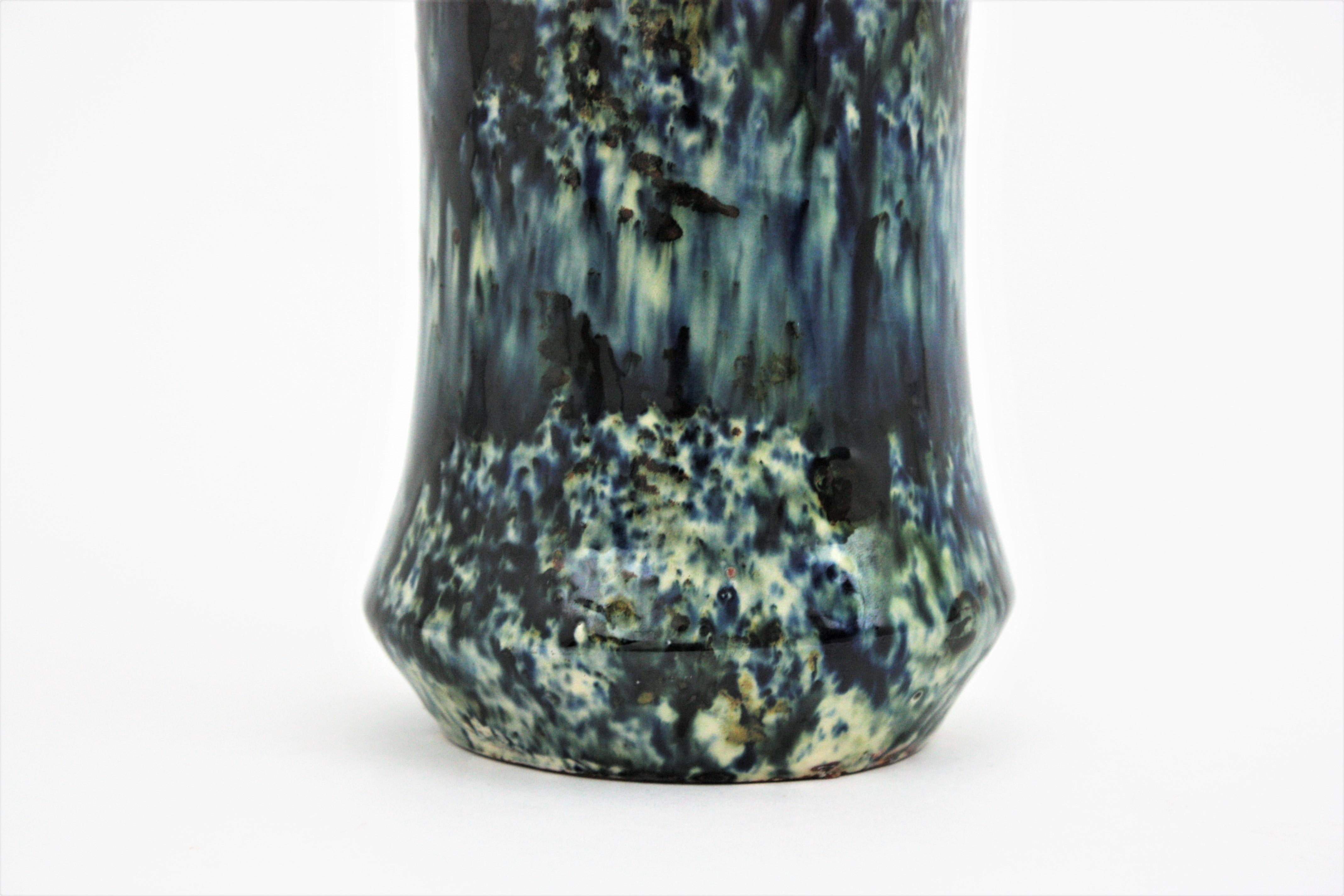 Spanish Glazed Terracotta Spotted Vase, 1960s For Sale 4