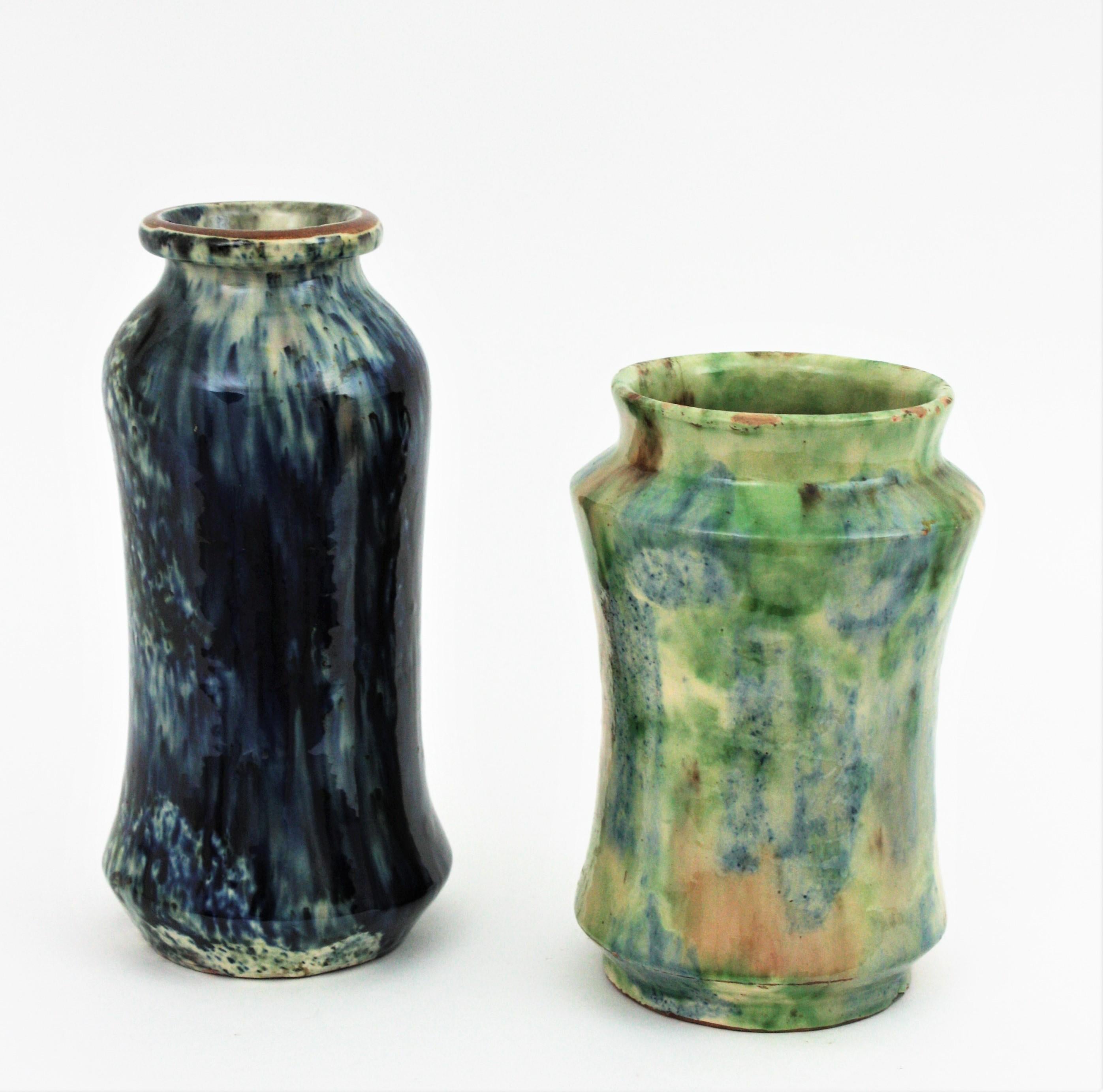 Spanish Glazed Terracotta Spotted Vase, 1960s For Sale 7