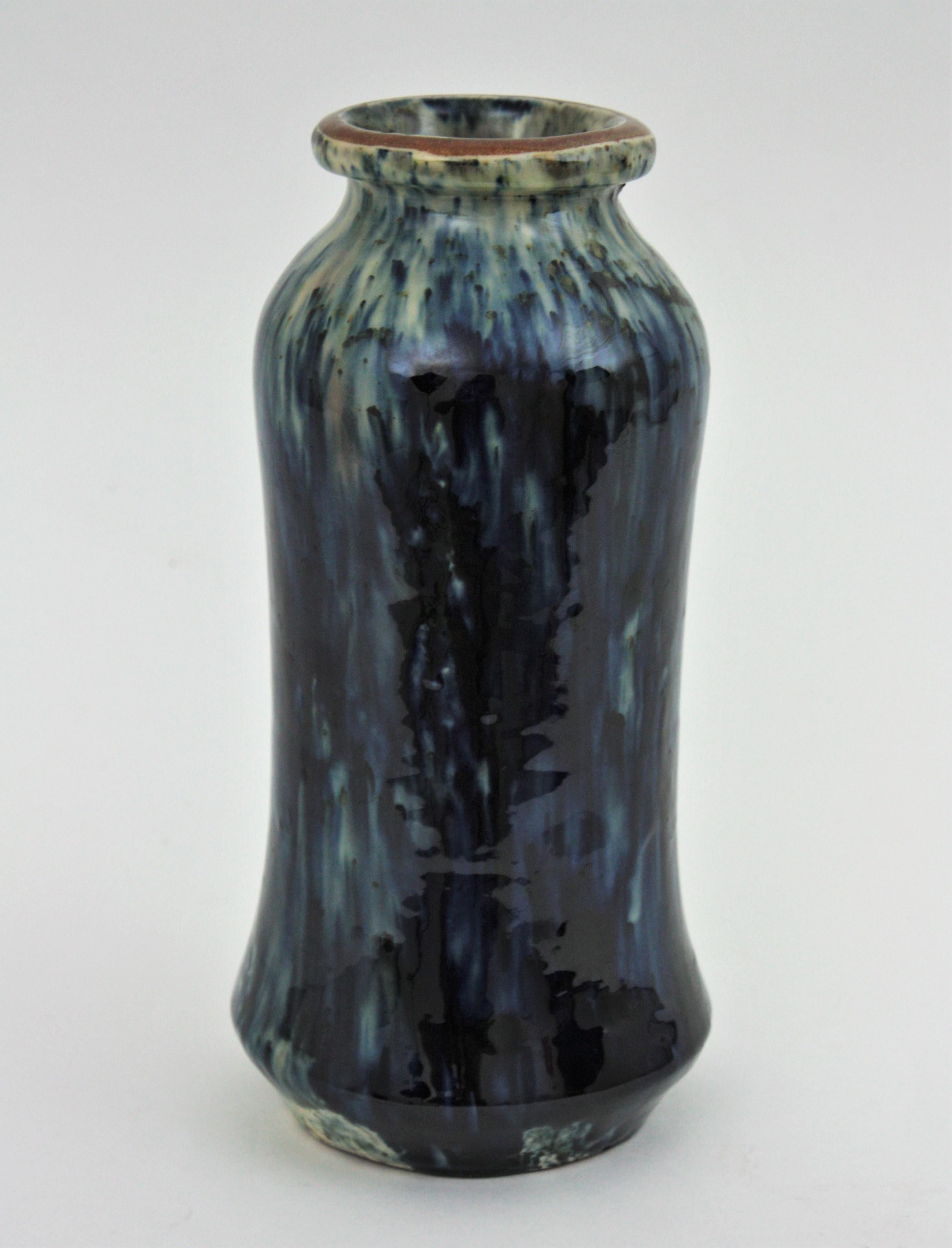 Spanish Glazed Terracotta Spotted Vase, 1960s For Sale 2