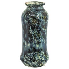 Spanish Glazed Terracotta Vase with Spotted Design