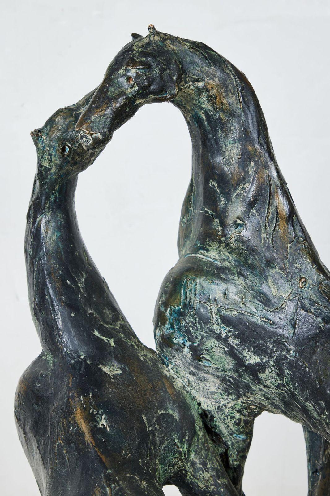 Mid-20th Century Glazed, Resin Statue of Horses