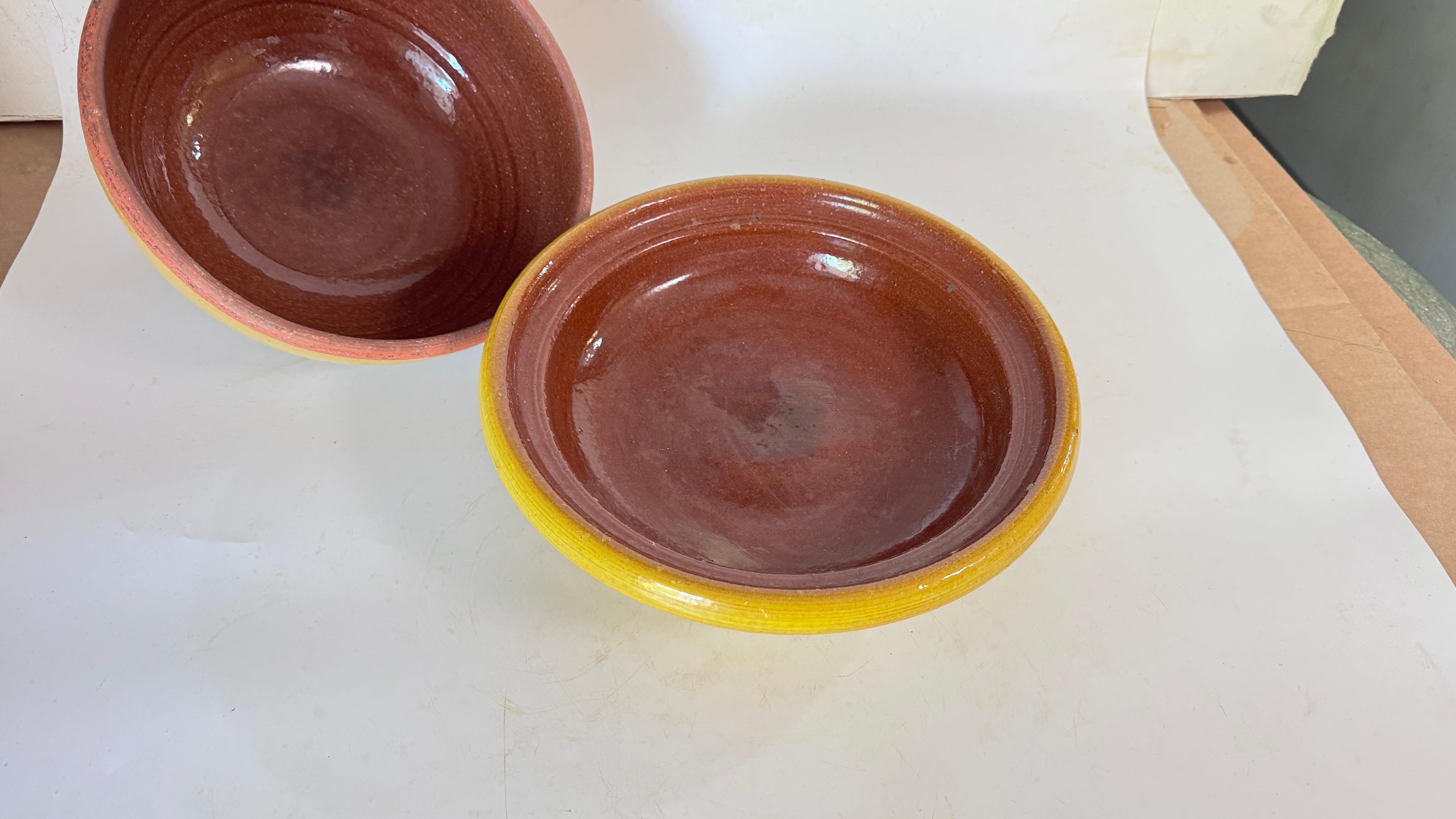 Hand-Painted Glazed Terracotta Tajine Soup Tureen Early 20th Century Yellow Enameled Pottery For Sale