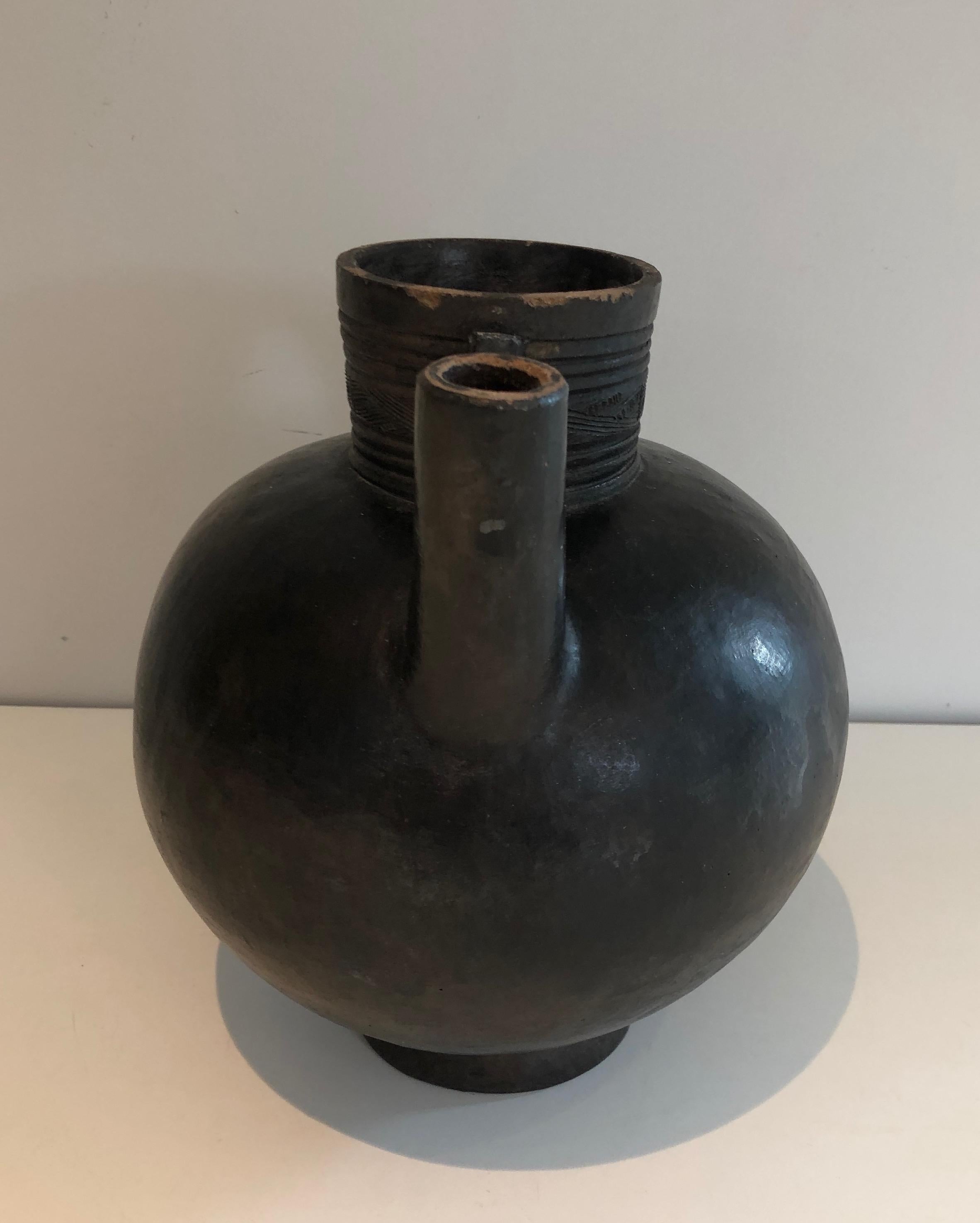 Glazed Terracotta Vase, Circa 1950 For Sale 4