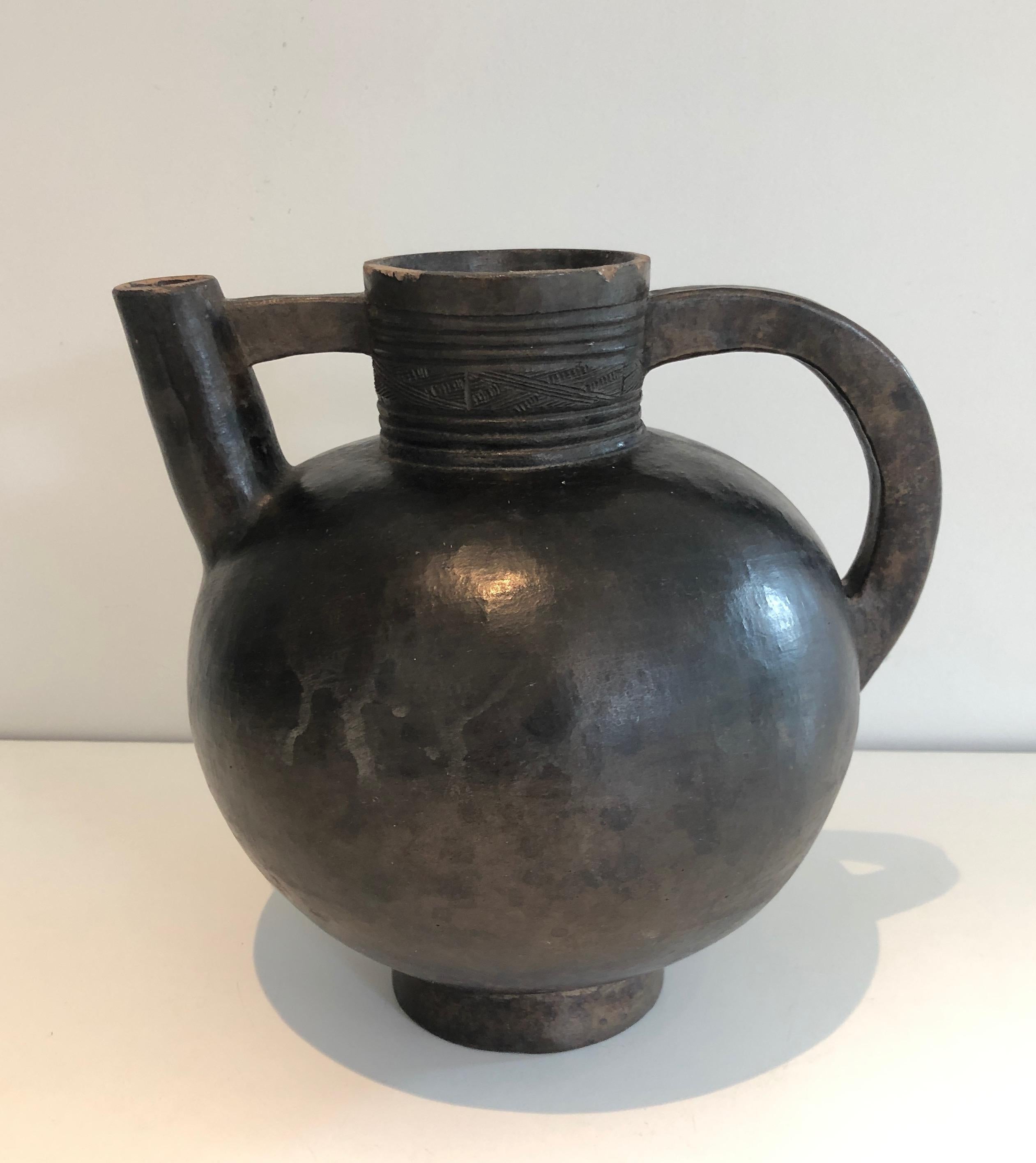 Glazed Terracotta Vase, Circa 1950 For Sale 6