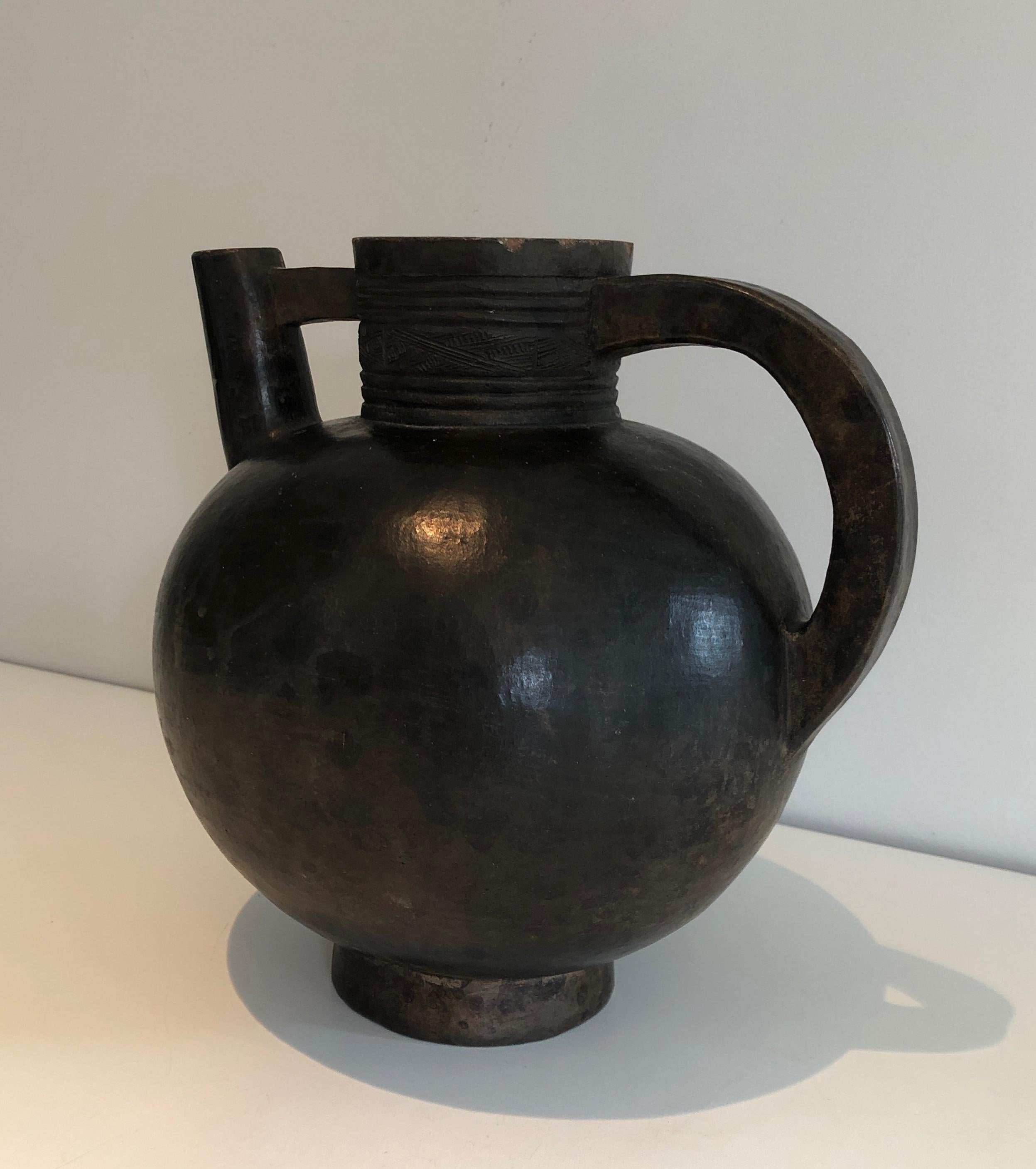 Glazed Terracotta Vase, Circa 1950 For Sale 7