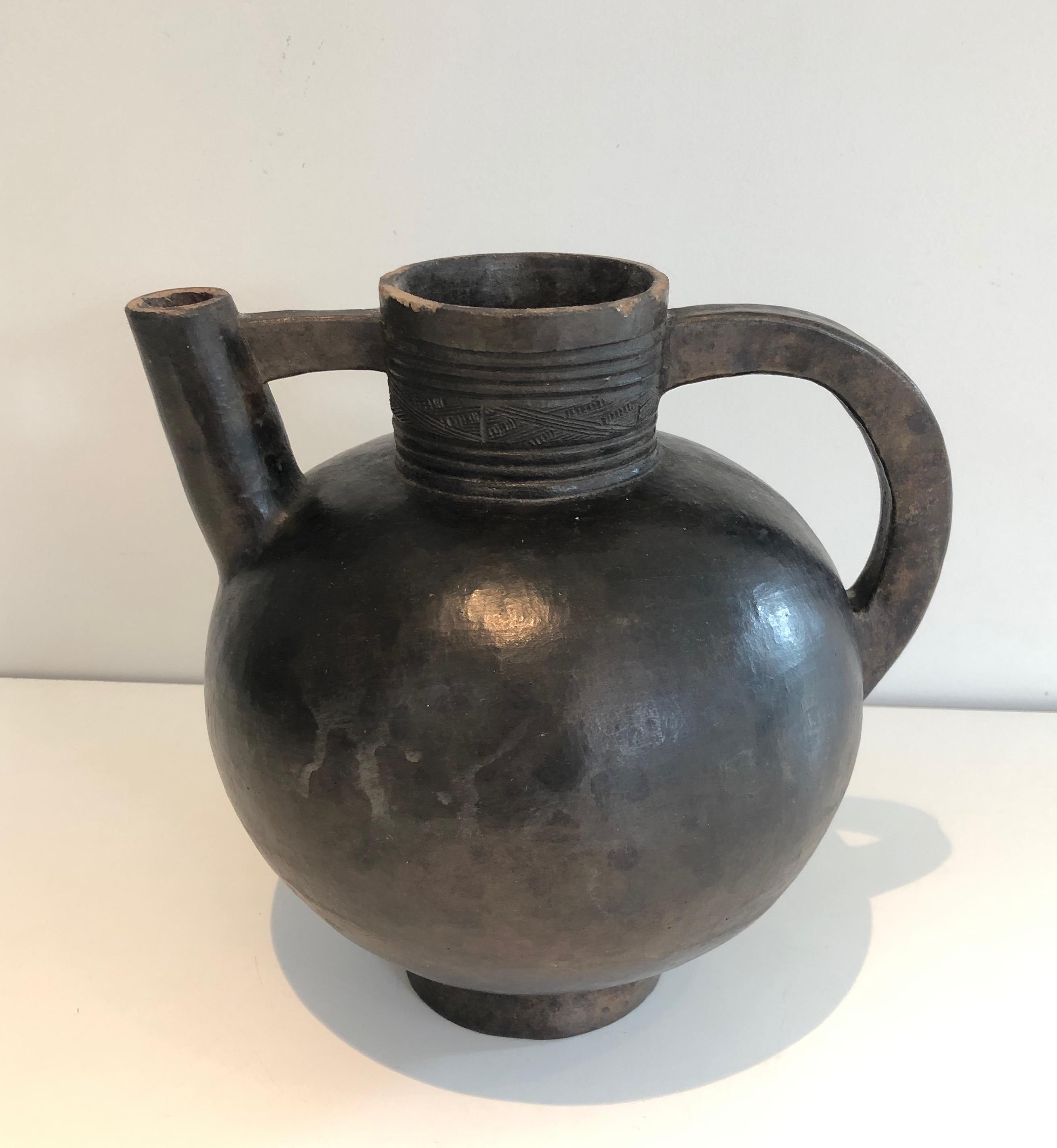 Glazed Terracotta Vase, Circa 1950 For Sale 2