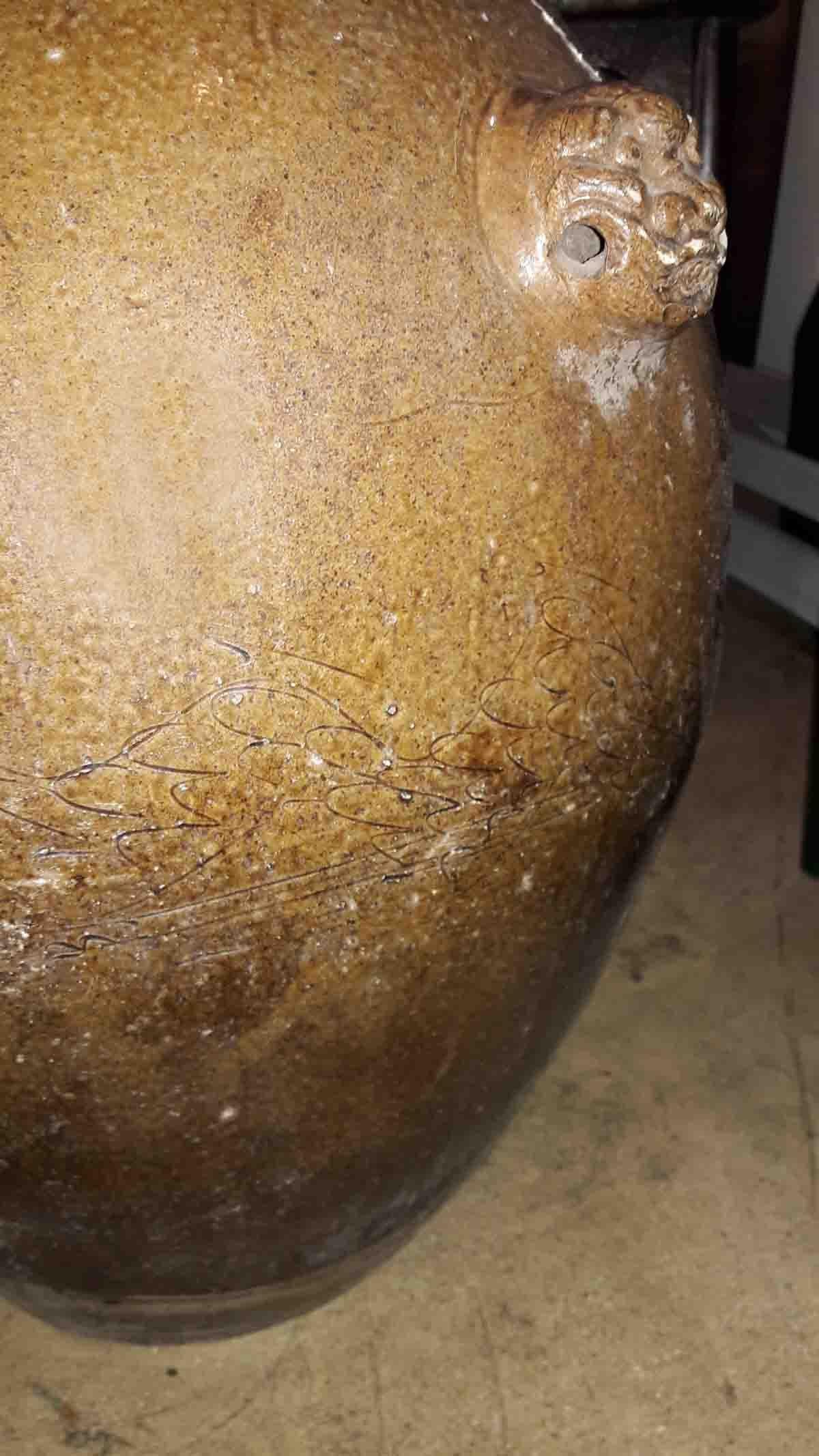 Glazed Terracotta Vase or Planter with Dragon Handles, from India In Good Condition In New York, NY